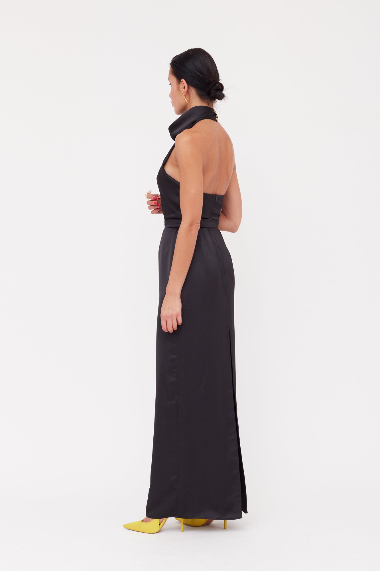 Shop Undress Casandra Black Cowl Neck Long Evening Dress