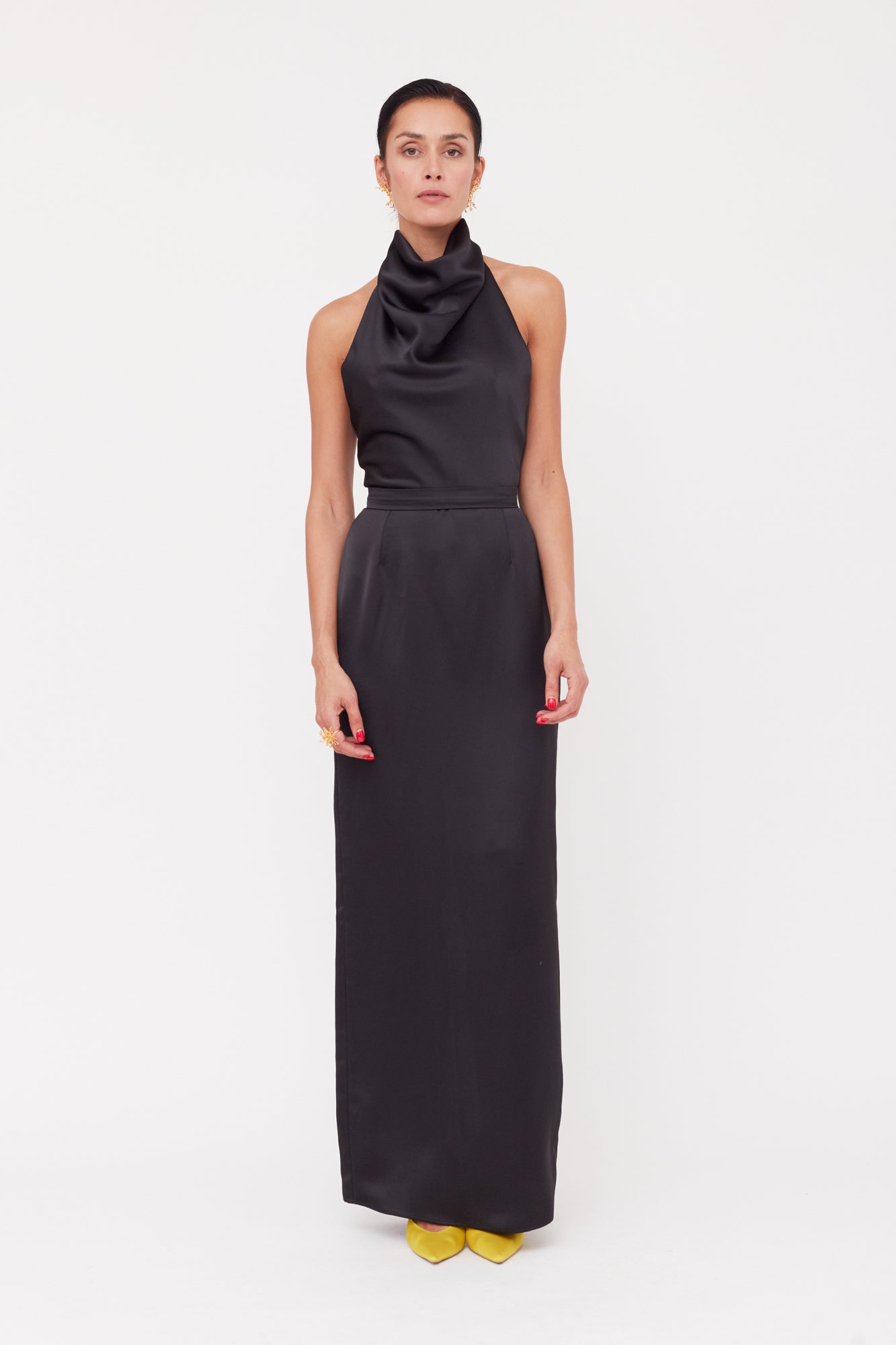 Shop Undress Casandra Black Cowl Neck Long Evening Dress