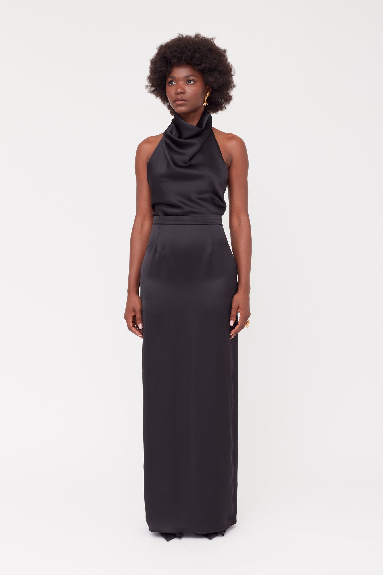 Shop Undress Casandra Black Cowl Neck Long Evening Dress