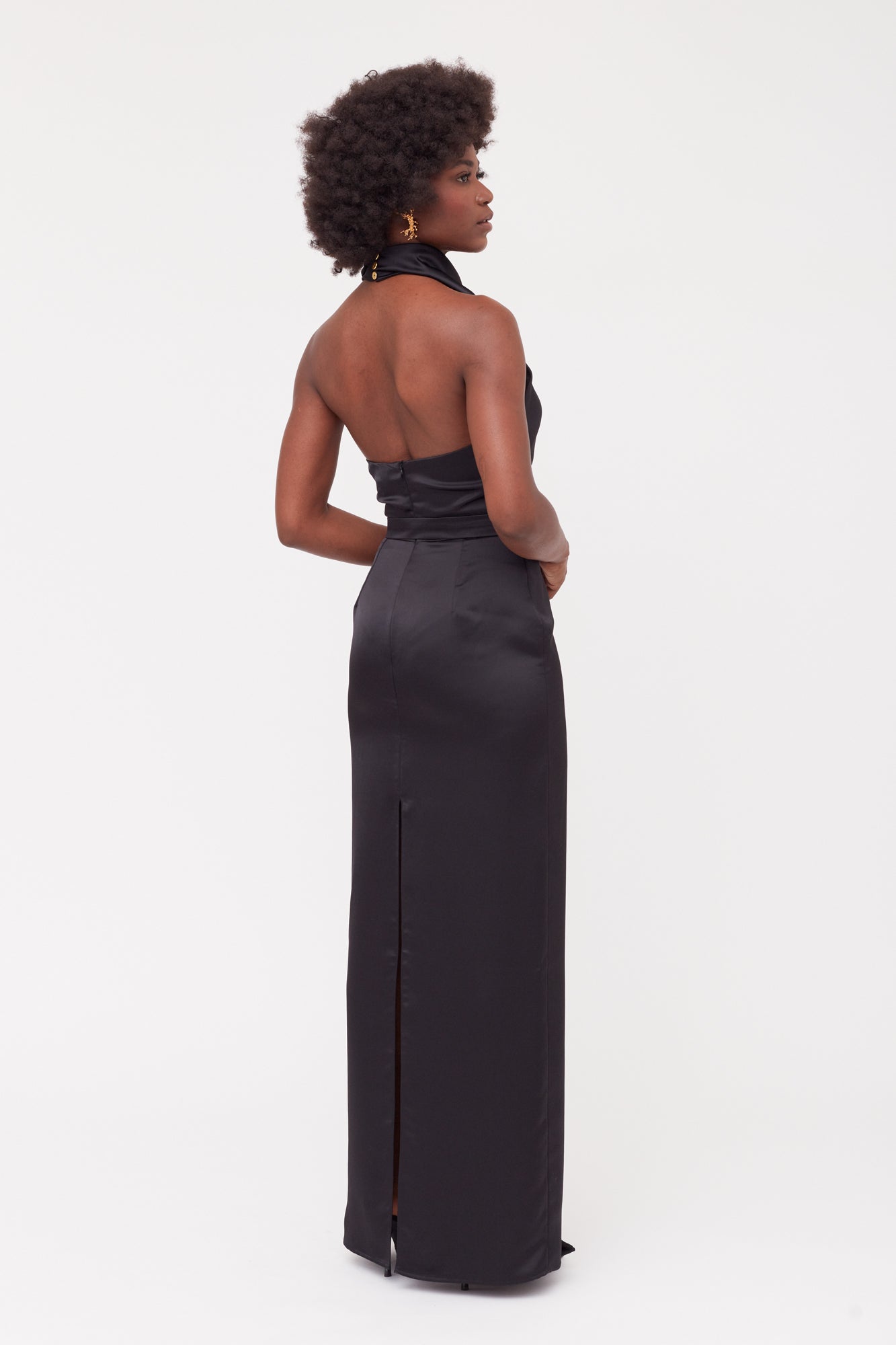 Shop Undress Casandra Black Cowl Neck Long Evening Dress