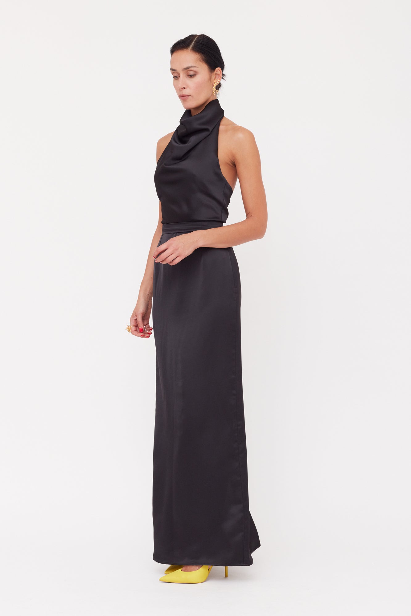 Shop Undress Casandra Black Cowl Neck Long Evening Dress