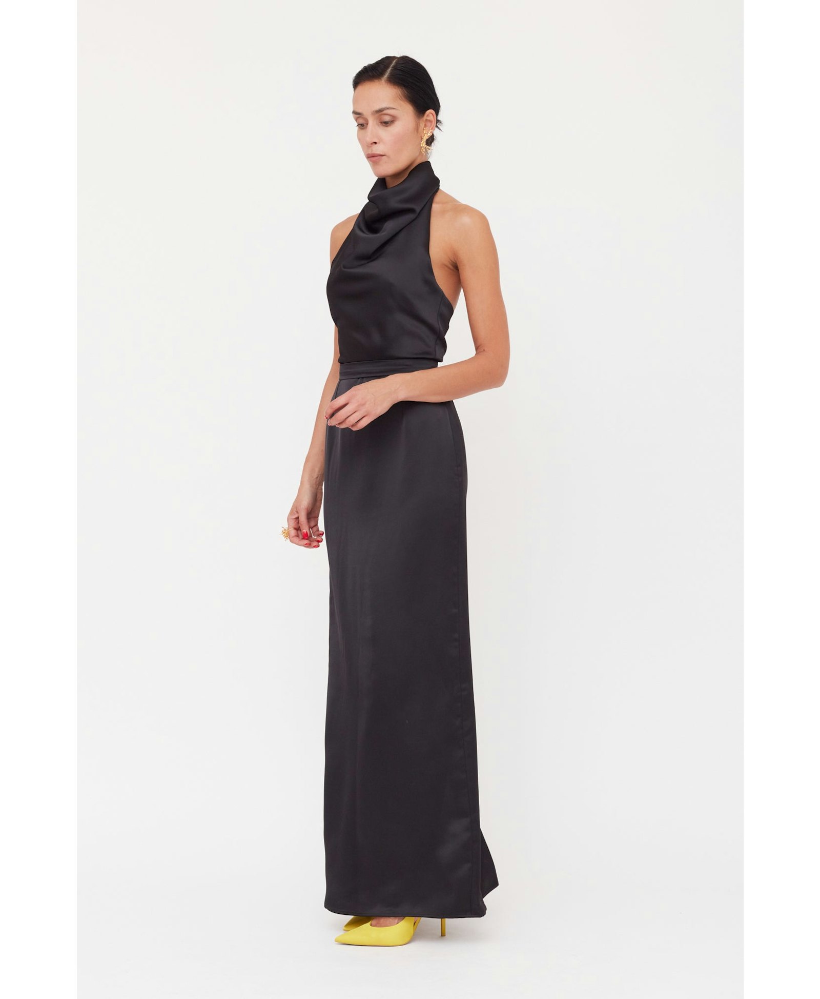 CASANDRA Black Cowl Neck Long Evening Dress made by UNDRESS