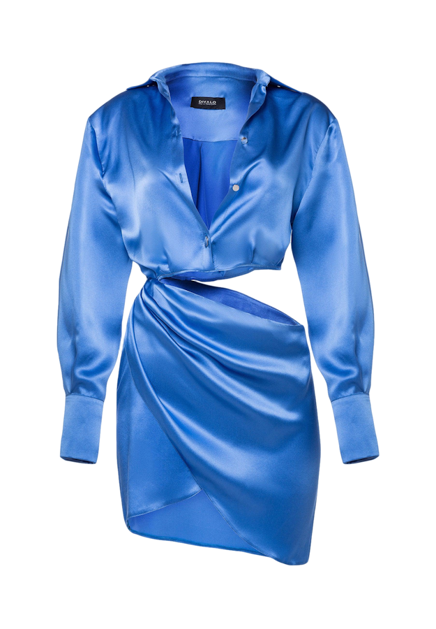 Divalo Adua Draped Satin Dress In Blue
