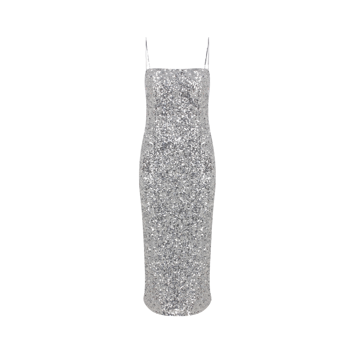 Nazli Ceren Miles Sequin Midi Dress In Silver Burch