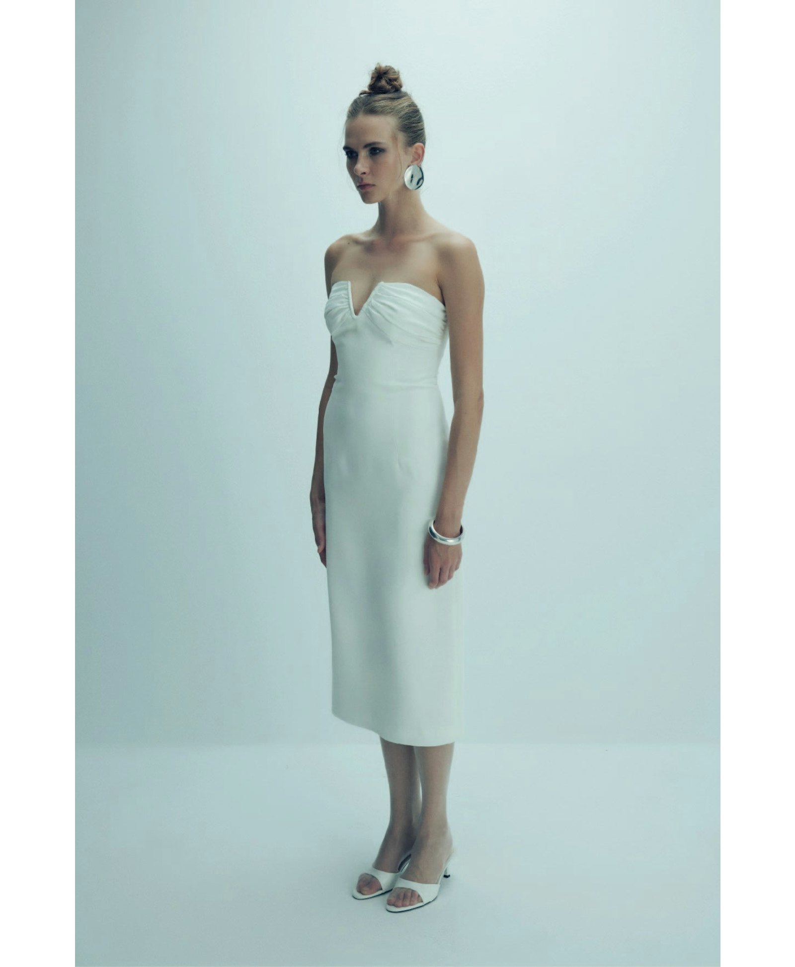 Miora Crepe Midi Dress in Vanilla Ice made by Nazli Ceren