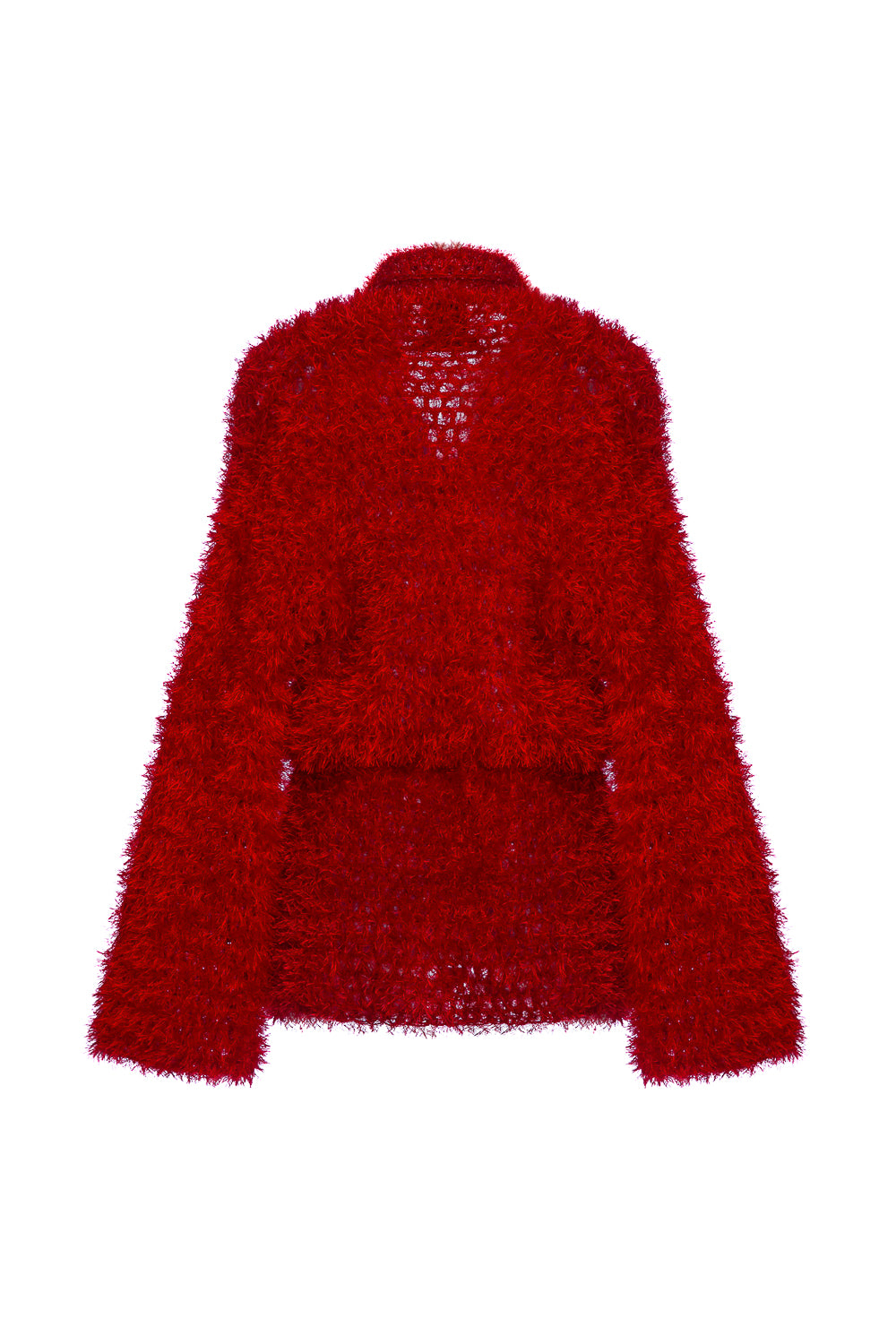 Shop Andreeva Red Monroe Handmade Knit Cardigan