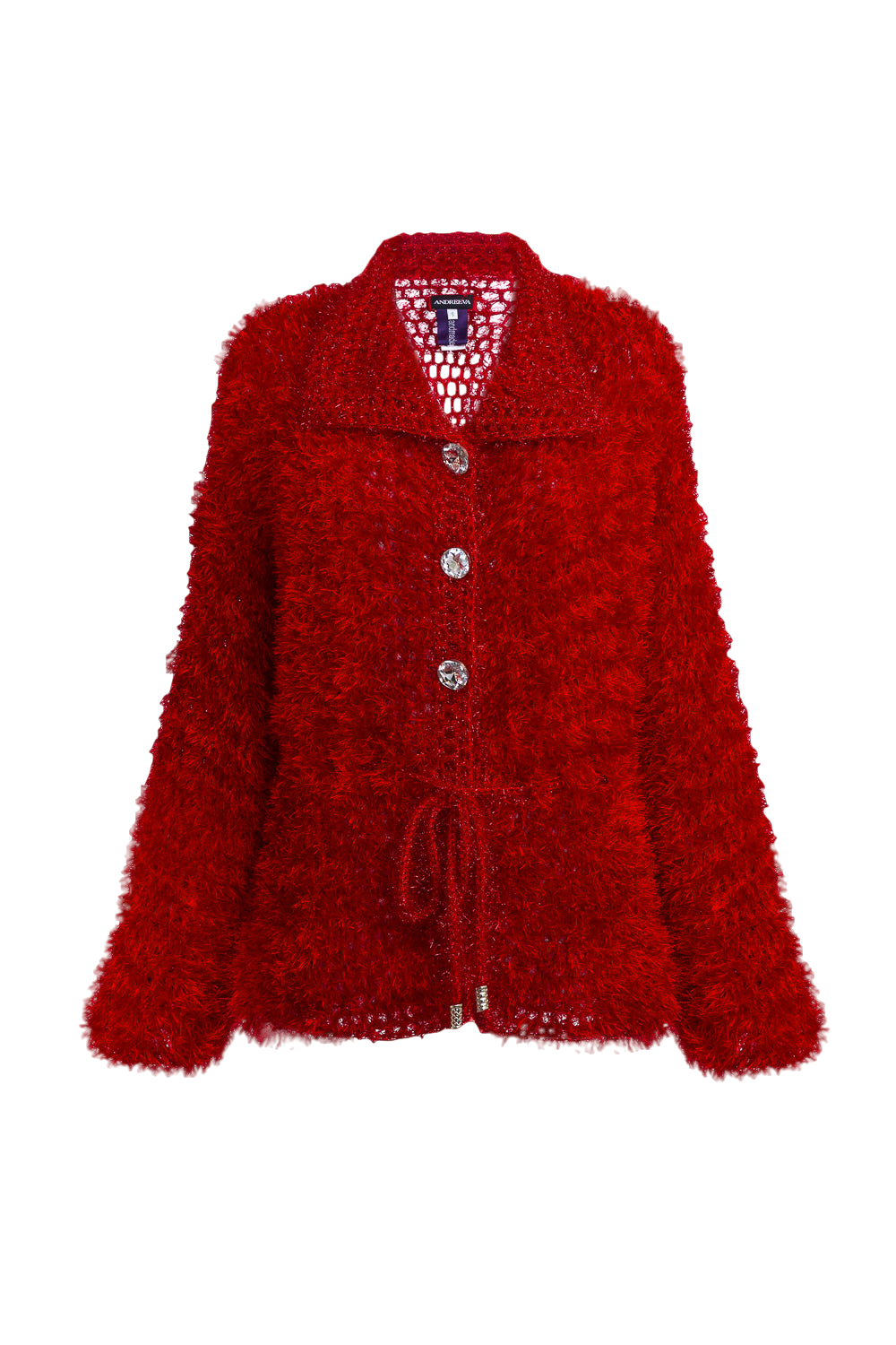 Shop Andreeva Red Monroe Handmade Knit Cardigan