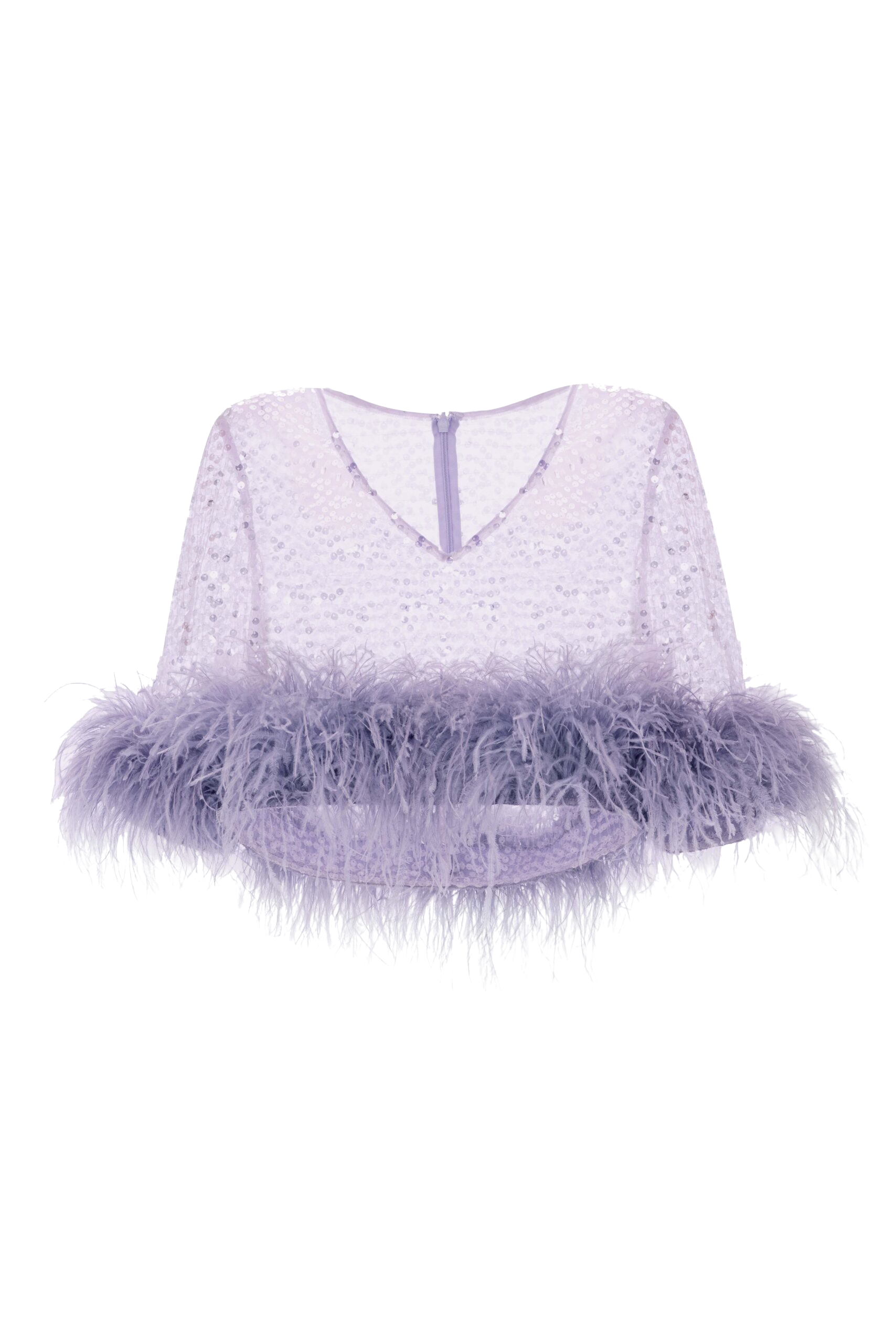 F.ilkk Lilac Sequined Feather Top In Purple