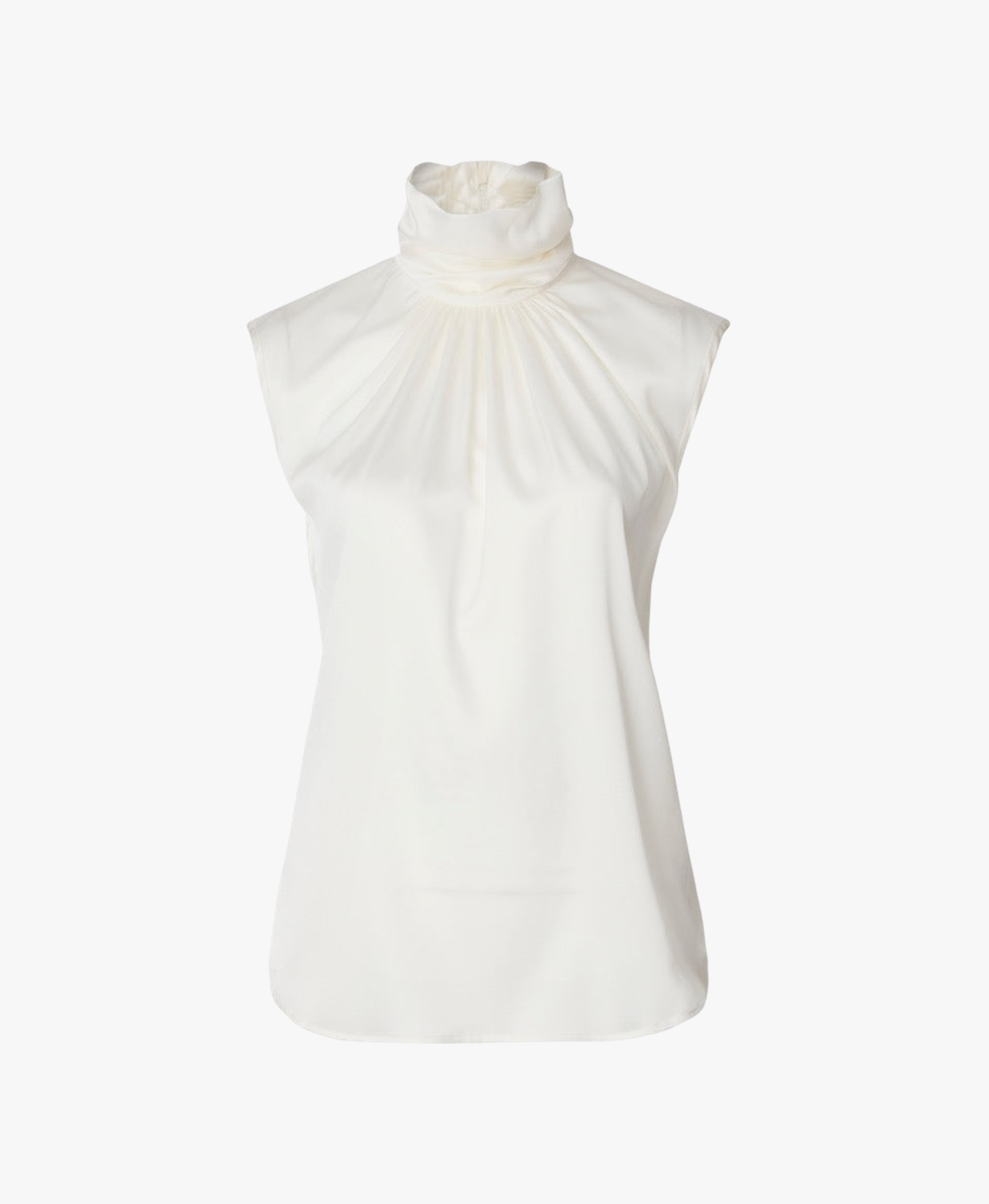 Draped Silk Turtleneck Blouse Ivory made by Vesna W