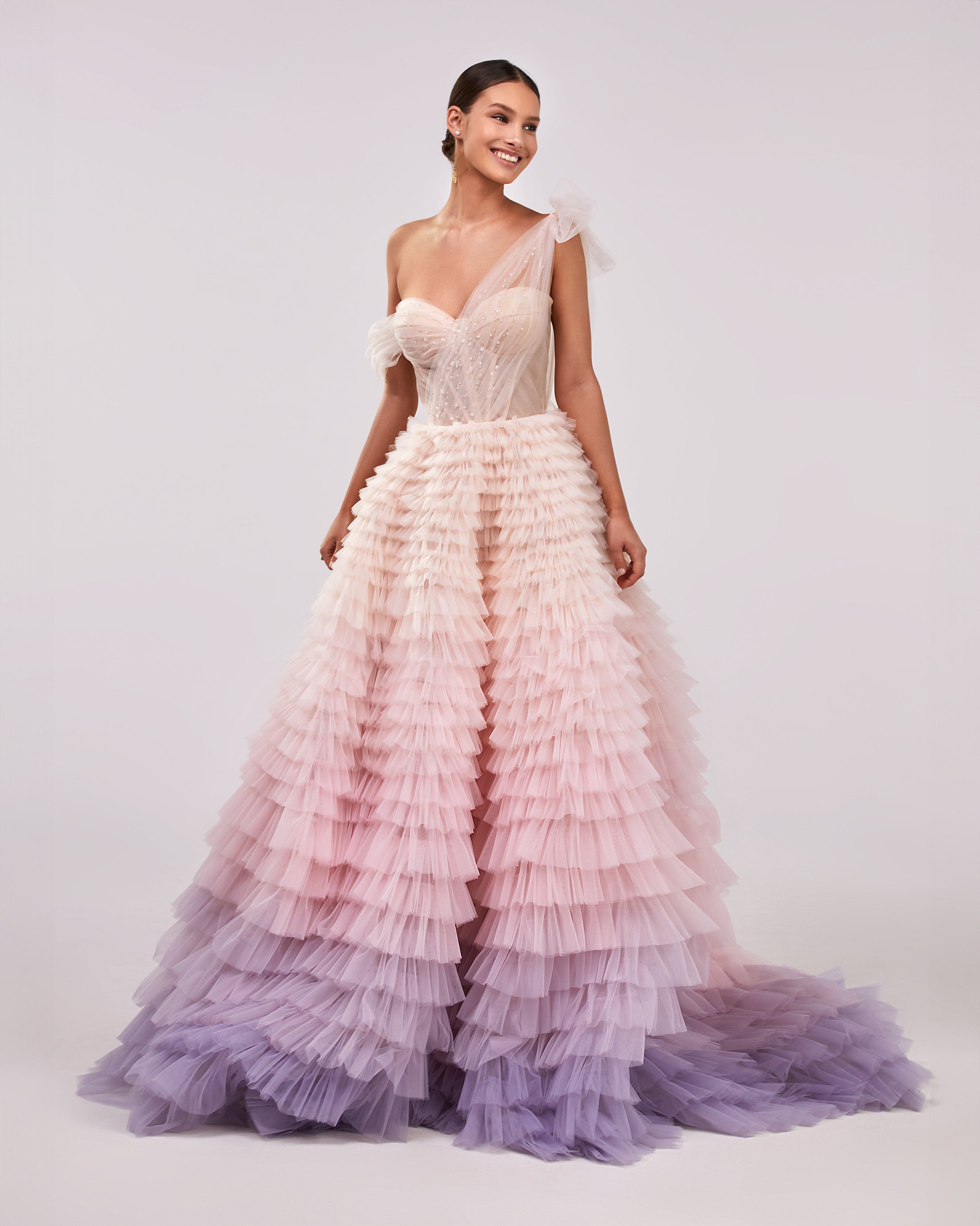 Shop Milla Charming Ball Gown With The Frill In Purple