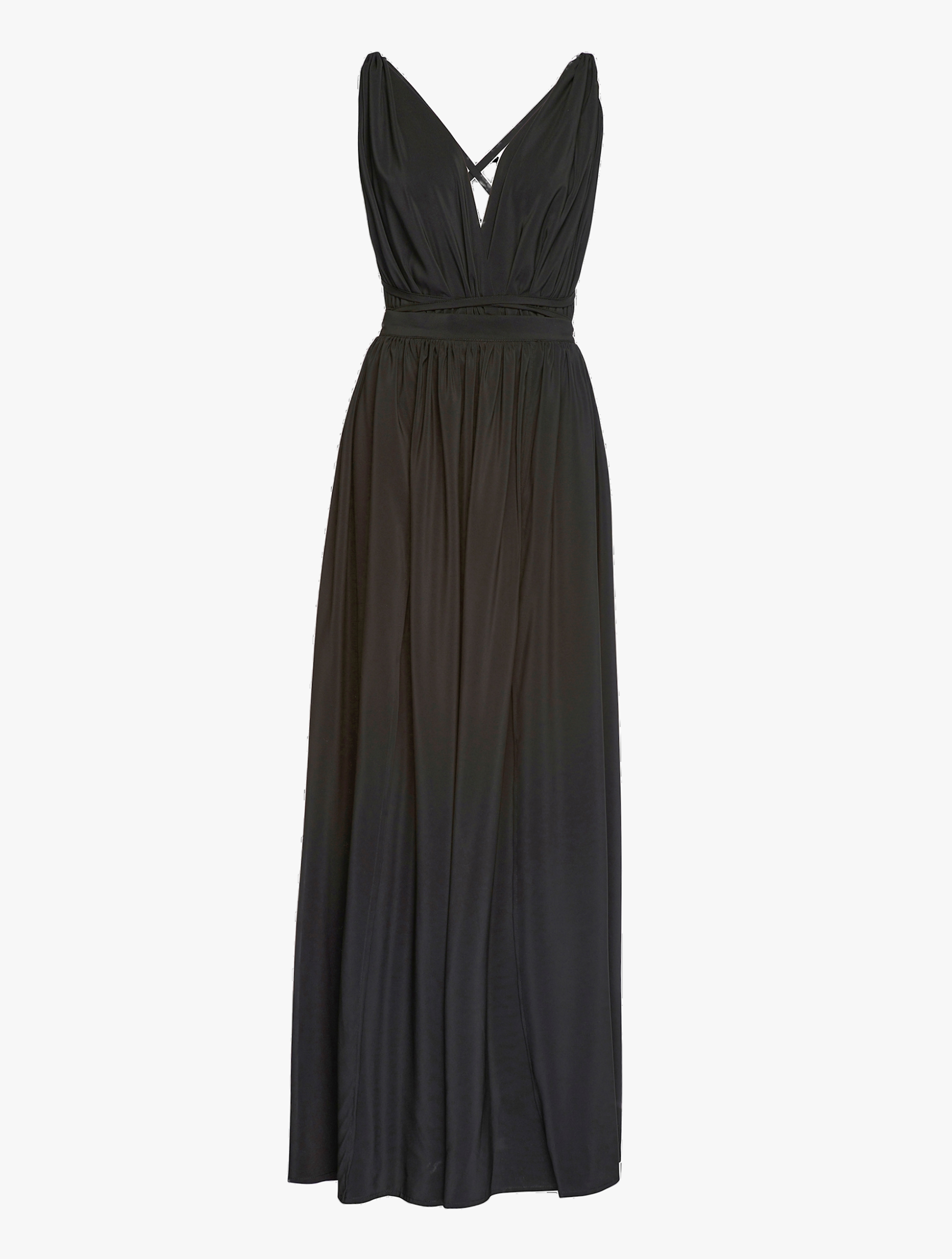 Black Strapless V Plunge Maxi Dress