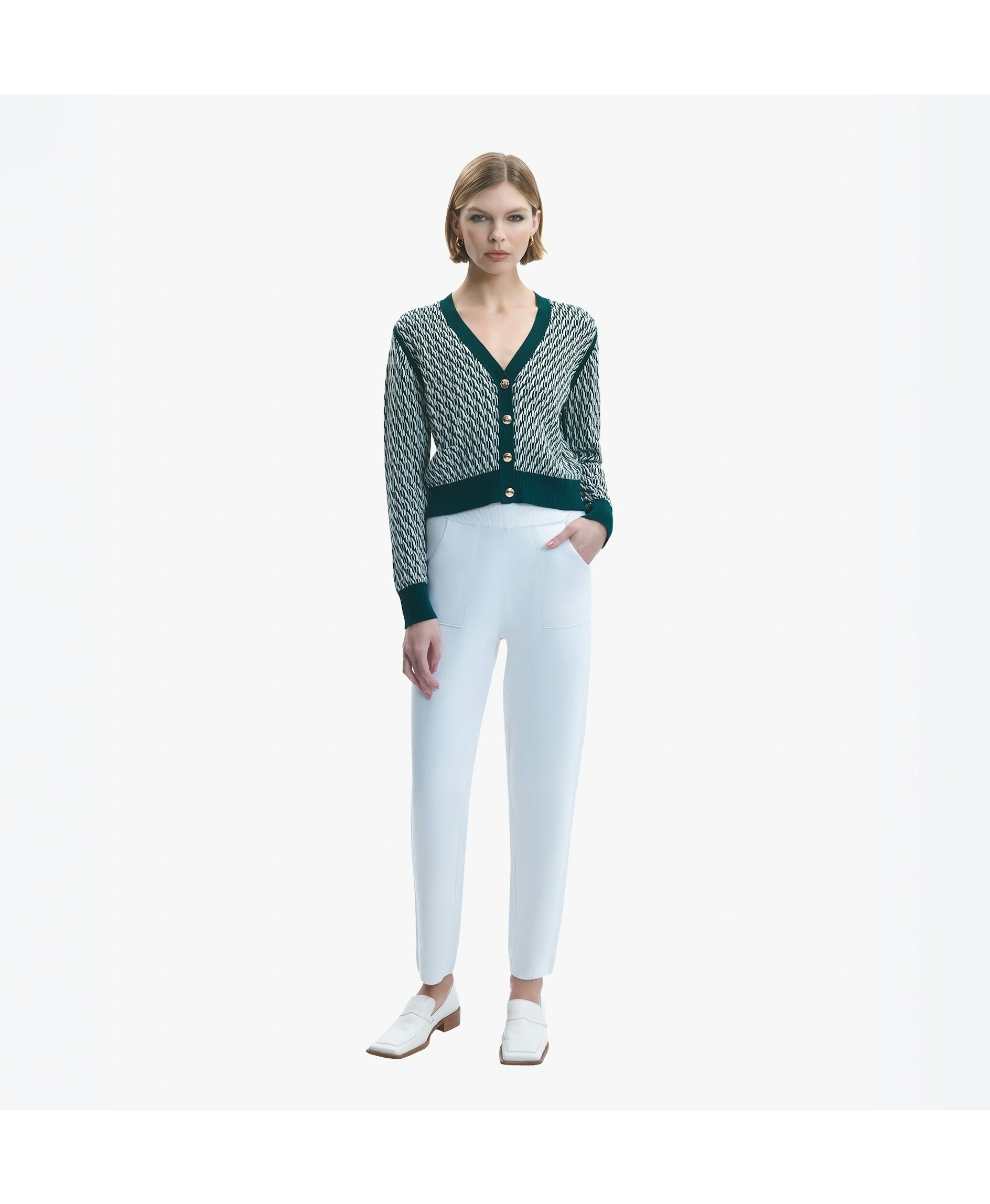 COTTON AND CASHMERE TWO-TONE CARDIGAN image #1
