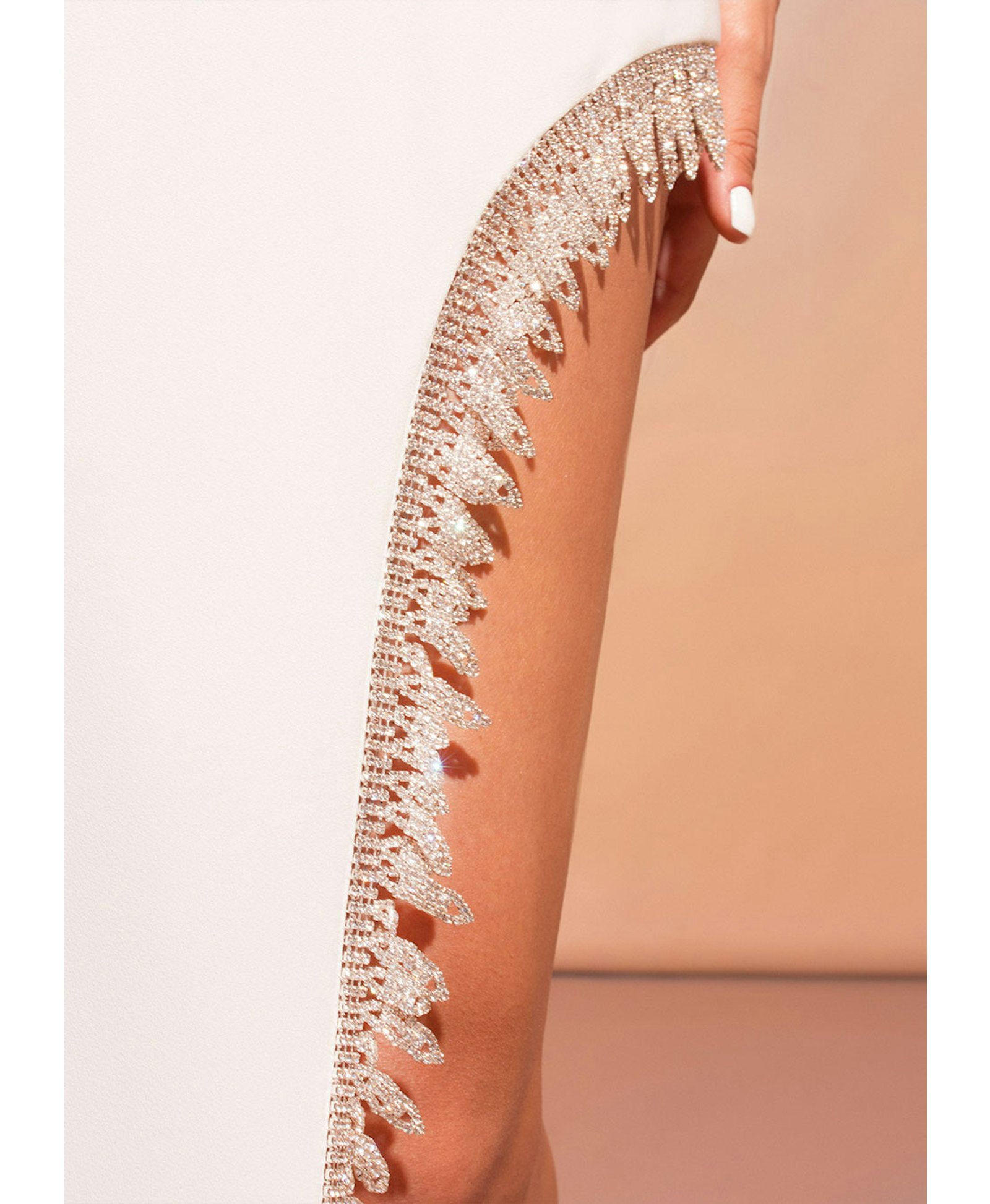 Leyla white crystal embellished midi dress made by Monika Dimova