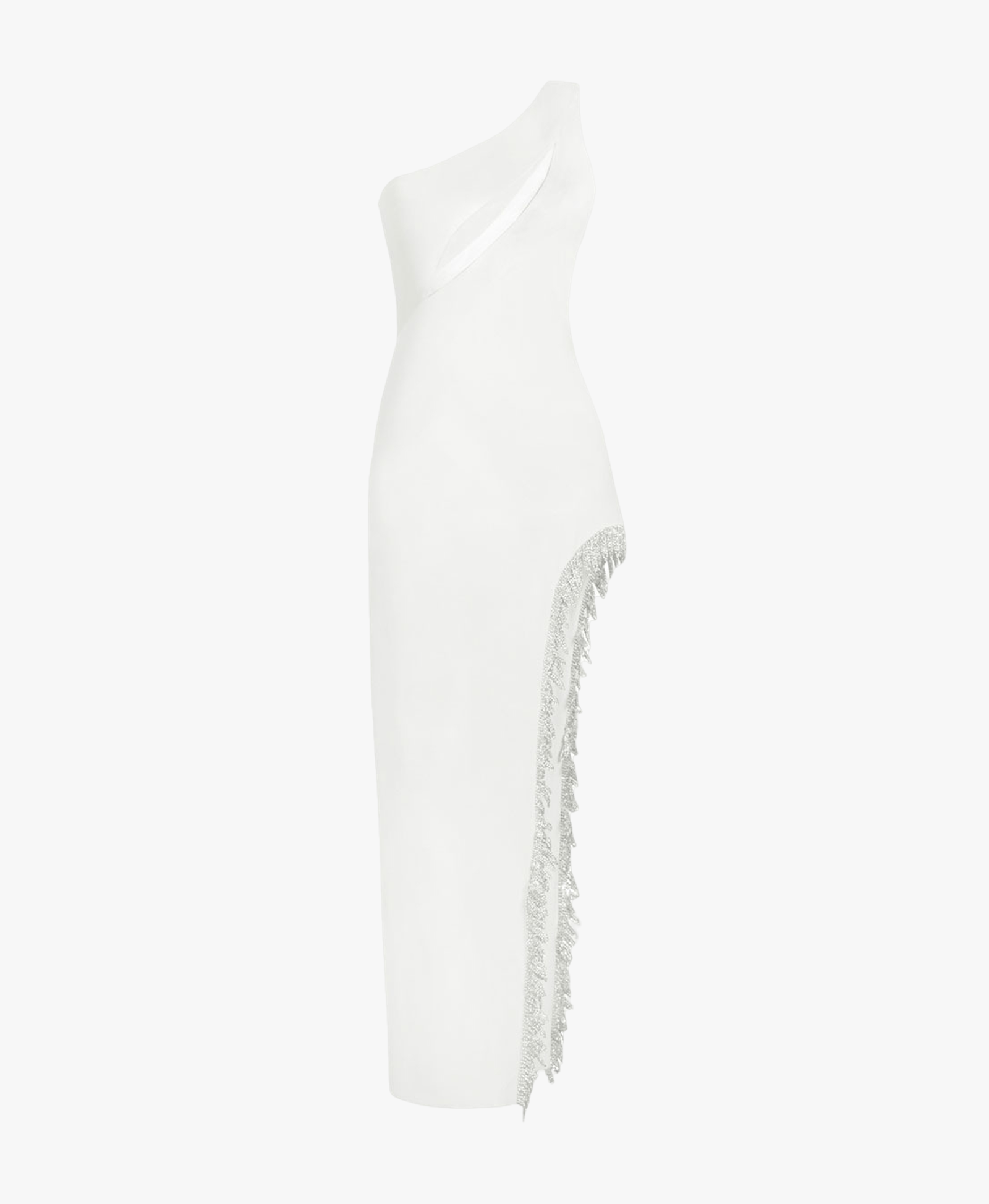 Leyla white crystal embellished midi dress made by Monika Dimova