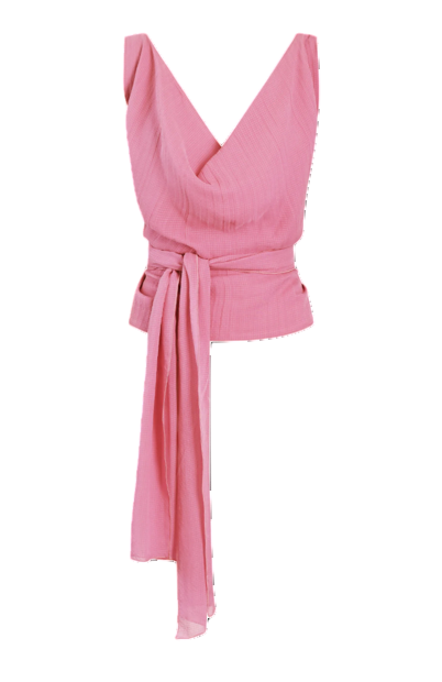 Hanne Bloch Bubblegum Waterfall Silk Top In Pink
