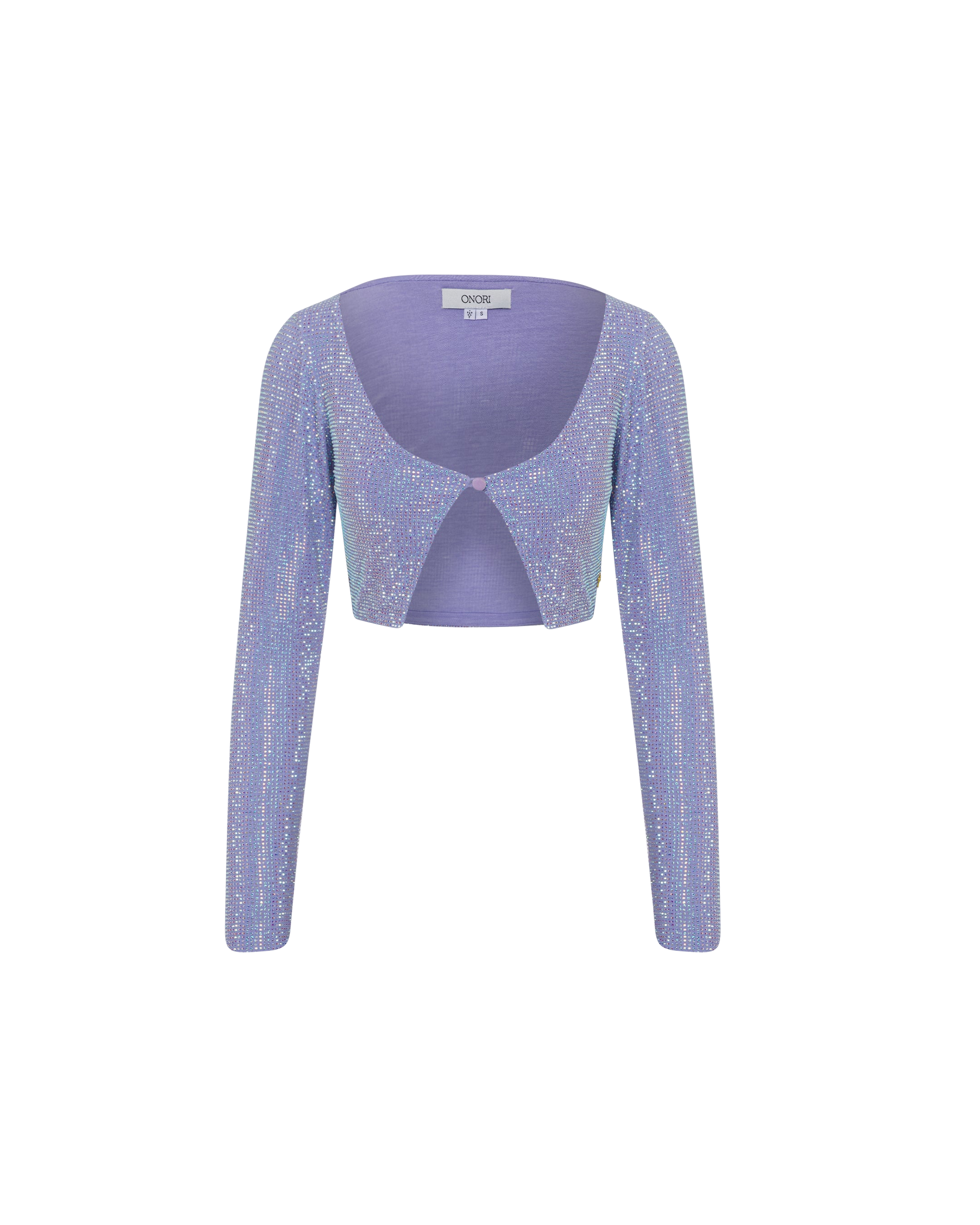 Shop Onori Crystal Cropped Cardigan In Purple