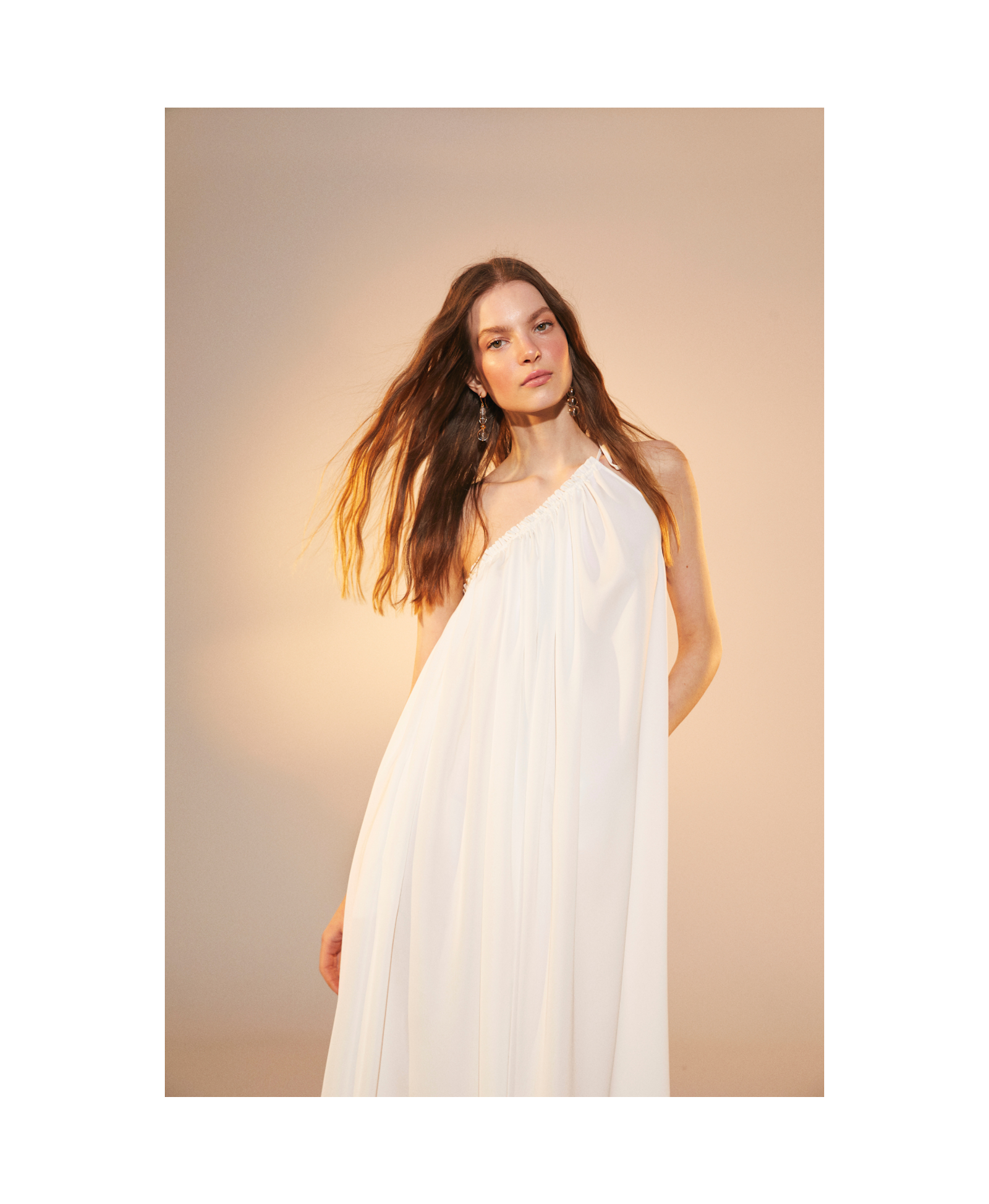 Chrissy One Shoulder Dress in White made by Nazli Ceren