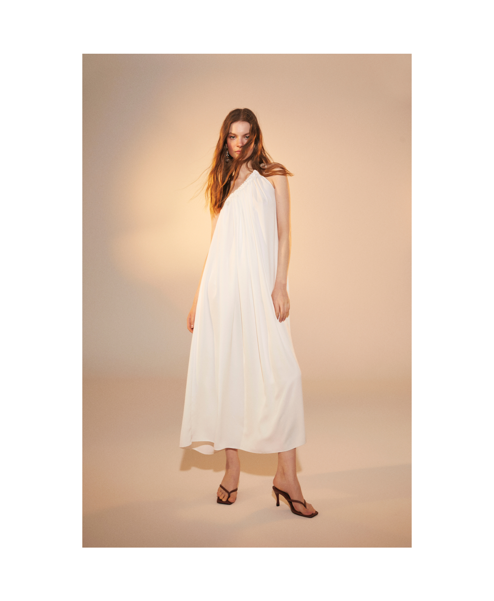 Chrissy One Shoulder Dress in White made by Nazli Ceren