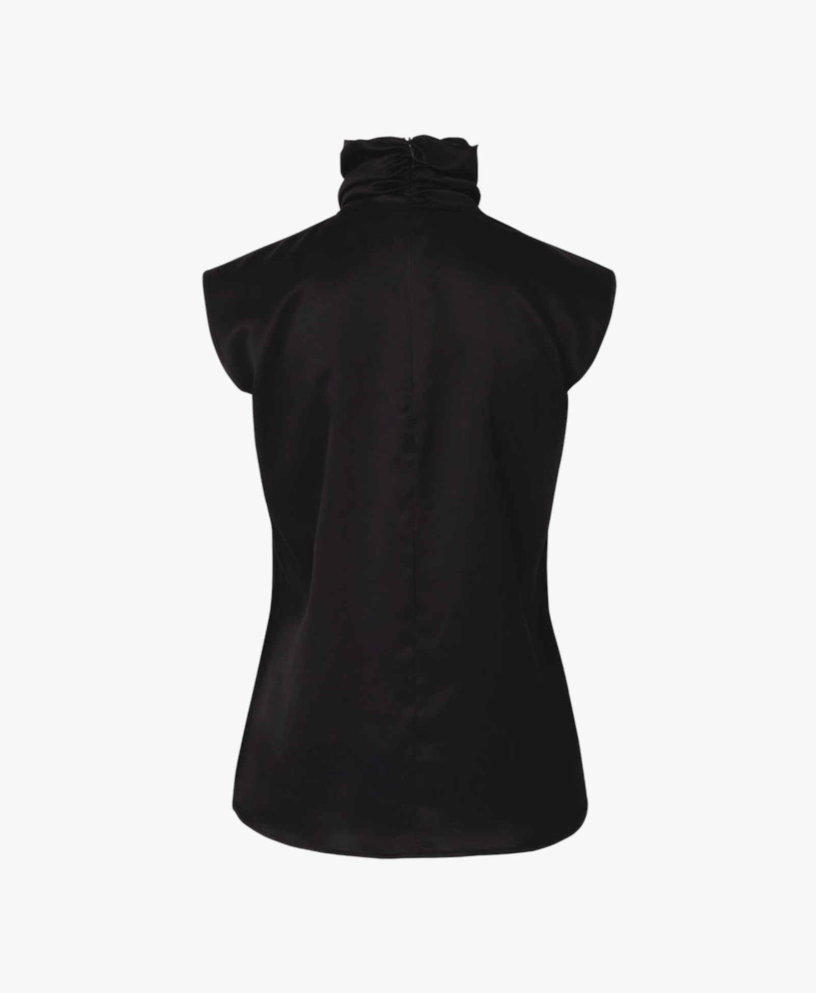Draped Silk Turtleneck Blouse Black made by Vesna W
