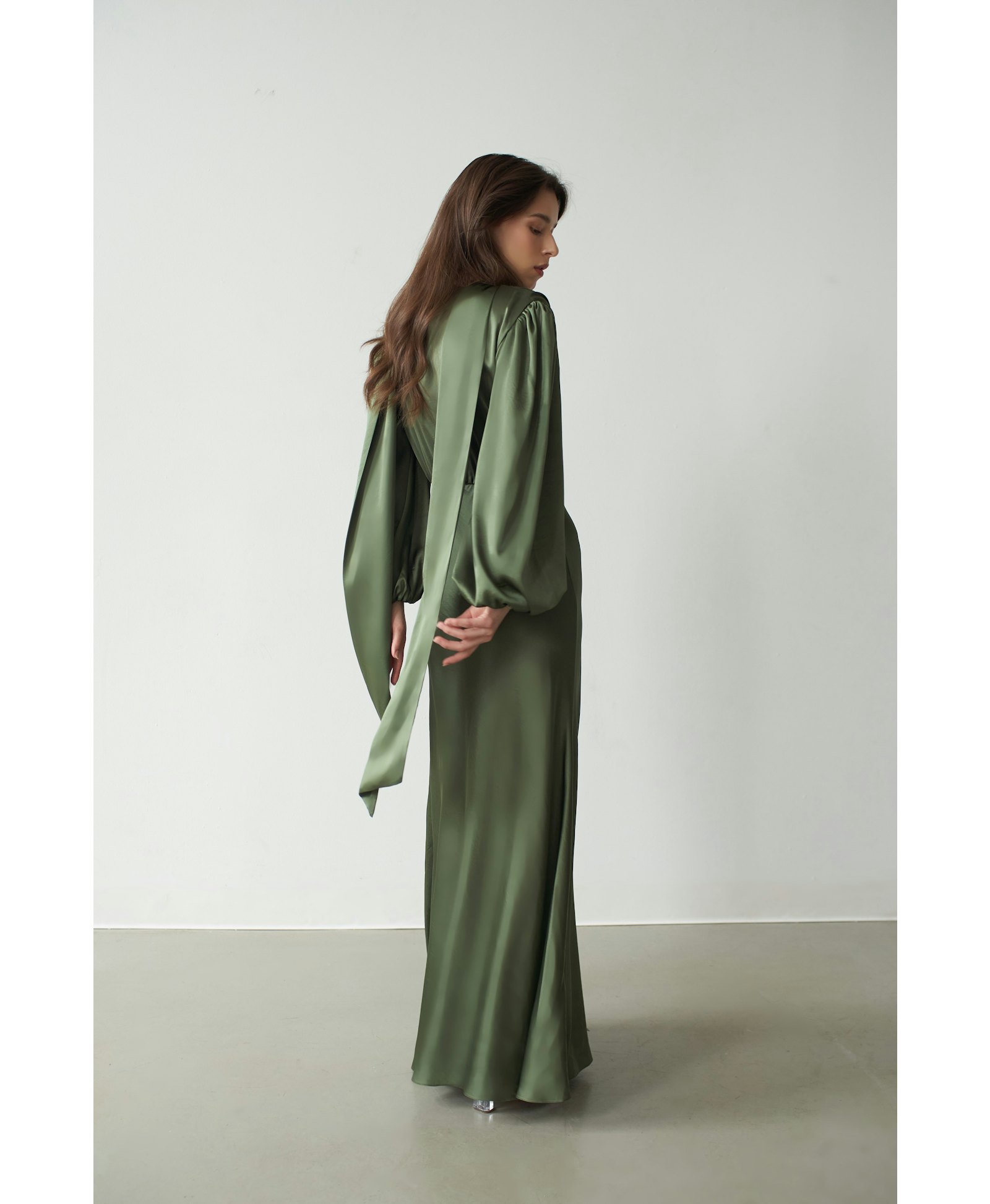 Alia Cowl Neck Gown Green Lily made by Vasiliki