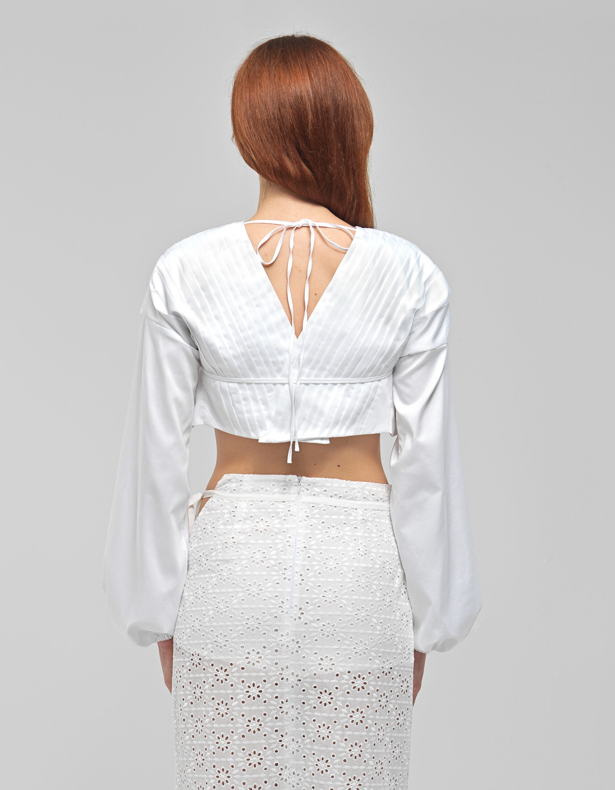 Shop Maet Arlette White Long Sleeve Ruched Top