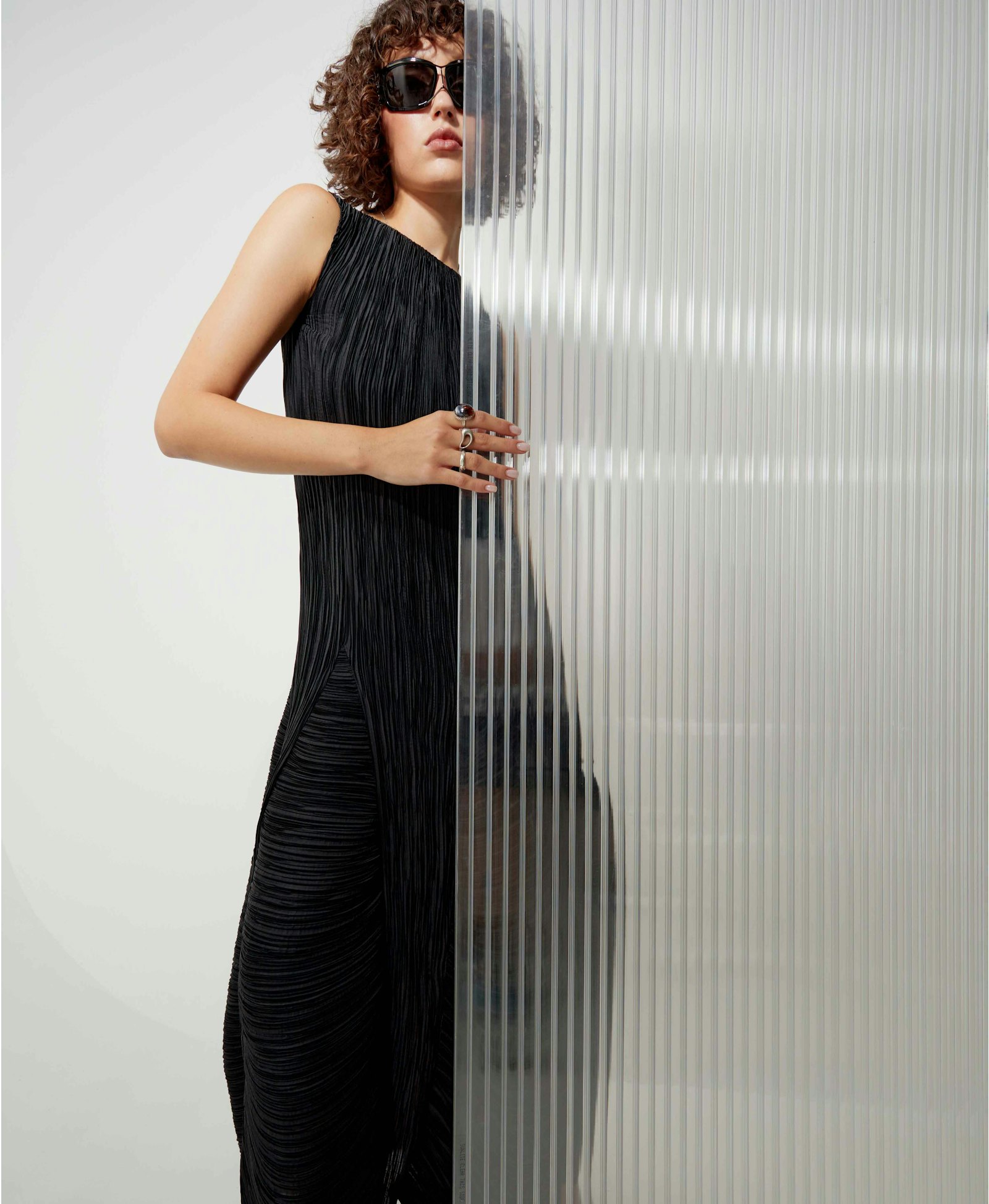 Maxi sleeveless pleated DRESS made by Tamar Keburia