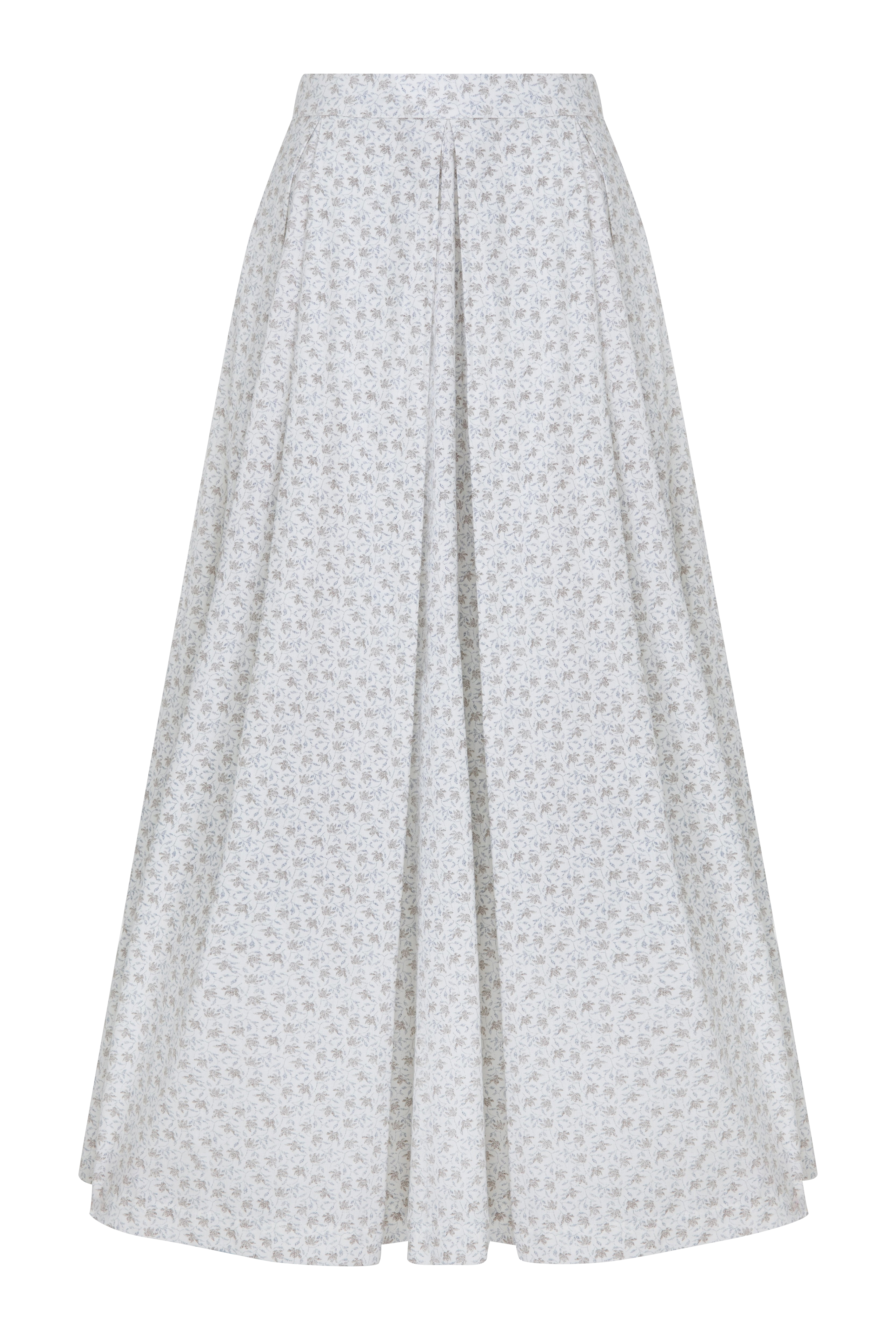 Shop Nazli Ceren June Printed Cotton Midi Skirt In Cannoli Cream