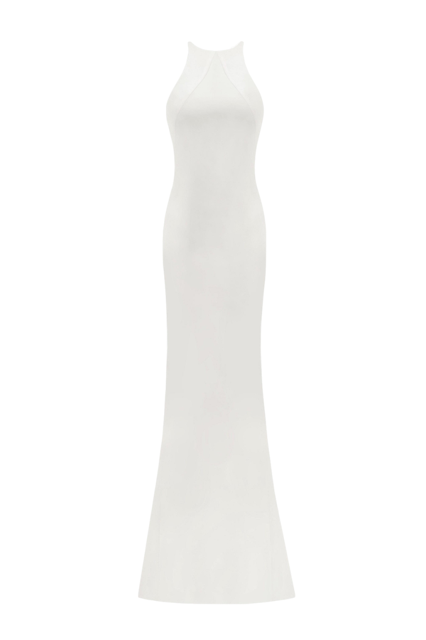 Millà Lustrous White Halterneck Maxi Dress