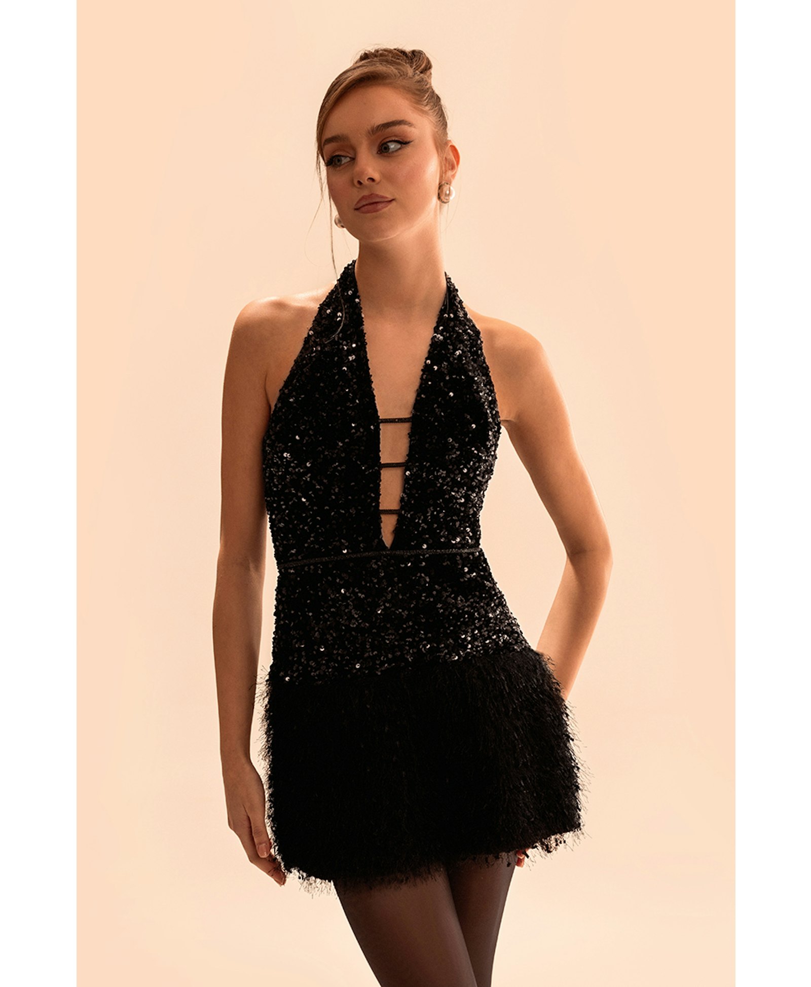 Amina Sparkling Dress In Black made by Monika Dimova