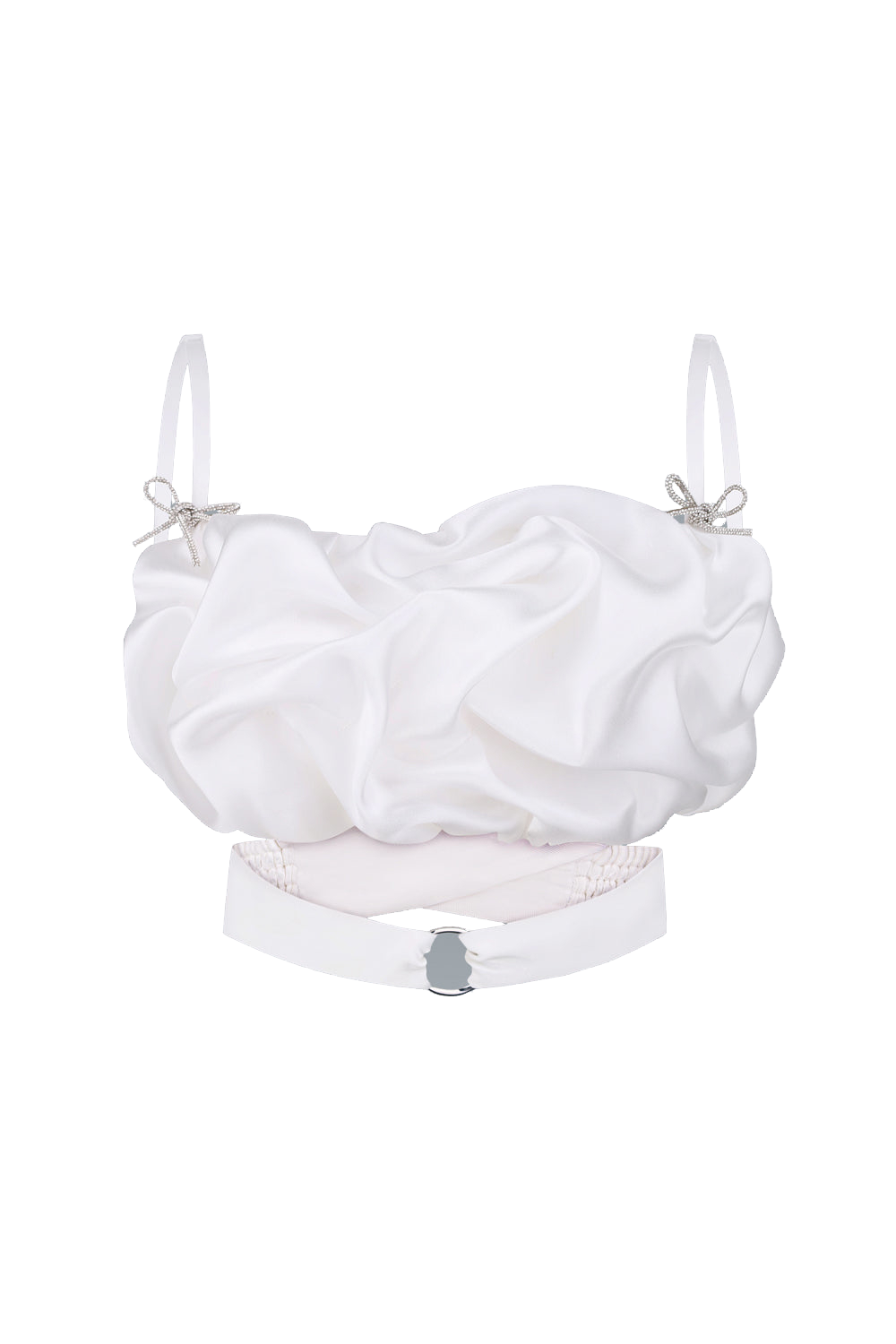 Total White Volumetric Top With Shoulder Straps In White