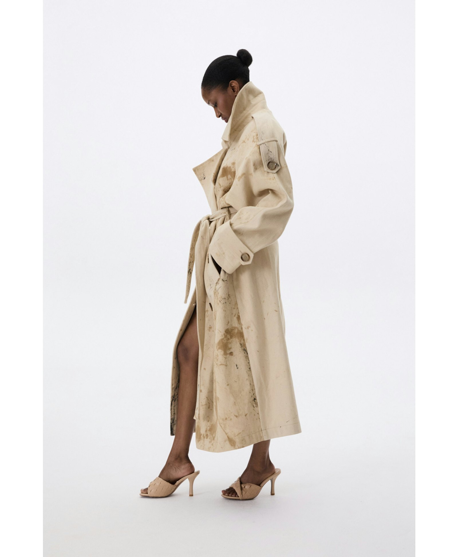 Denim Coat With Irregular Discoloration made by YAVORSKA