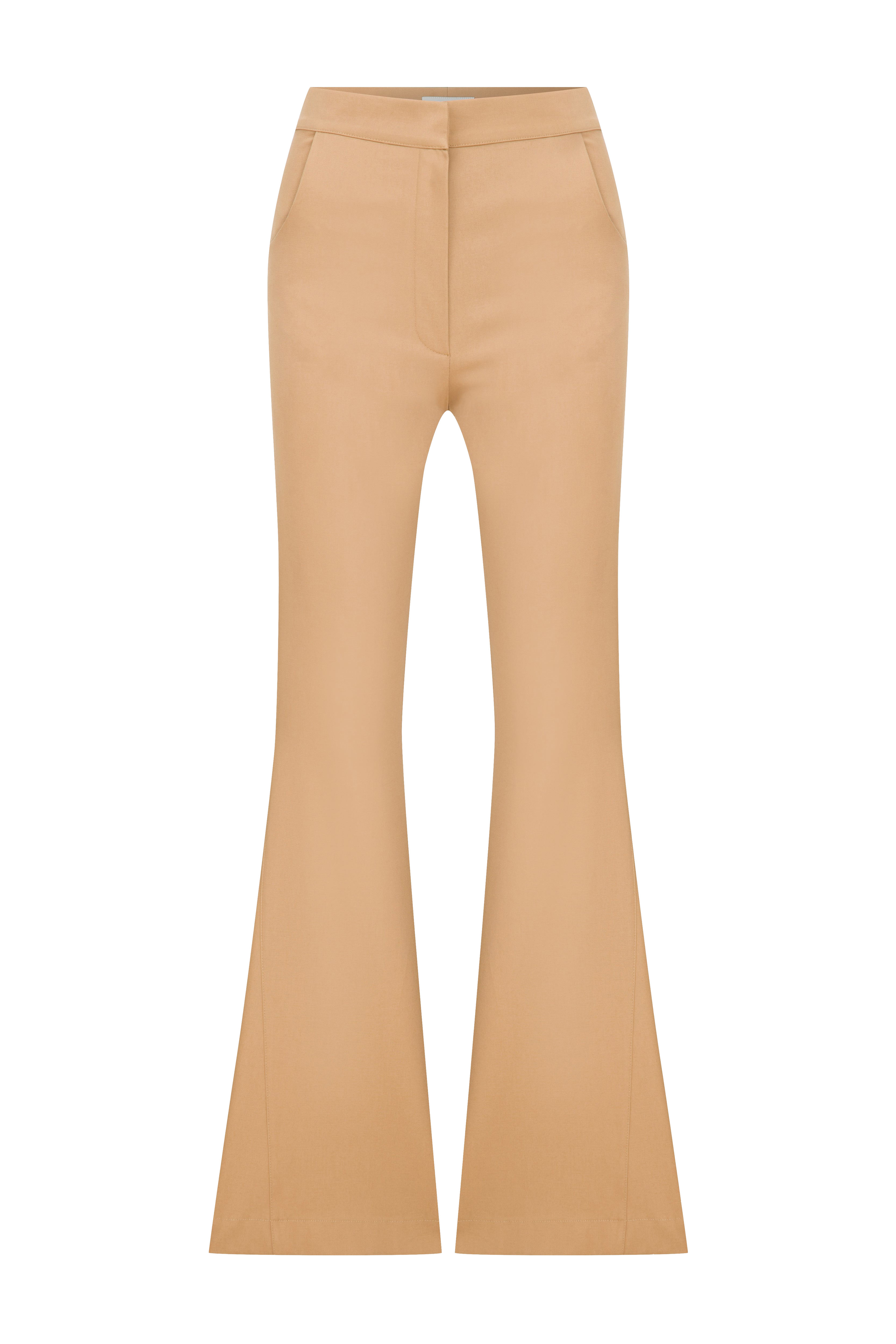 Shop Nazli Ceren Avrell Cotton Flared Trousers In Golden Straw