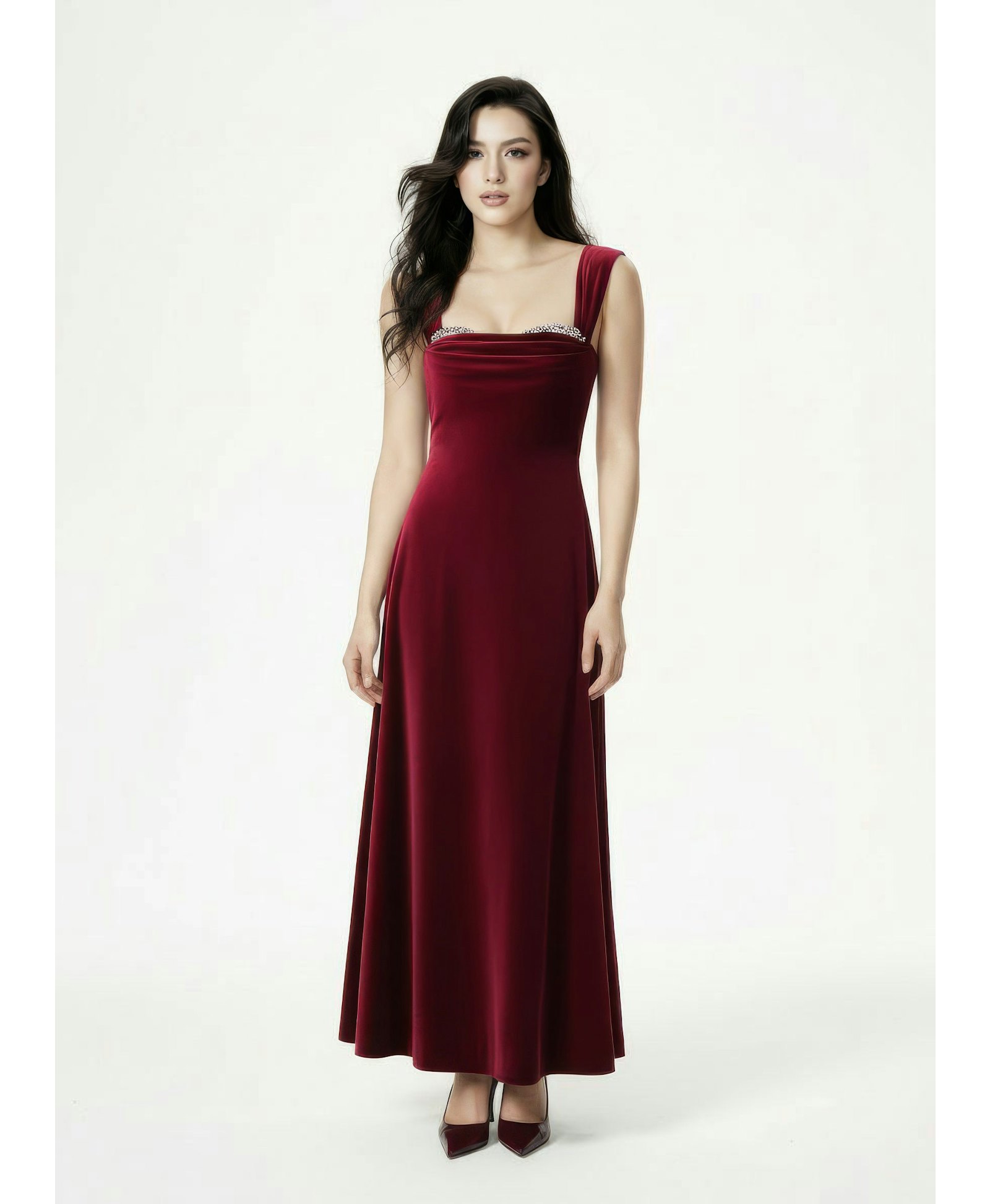 Belle Velvet Maxi Dress (Red) made by Nana Jacqueline