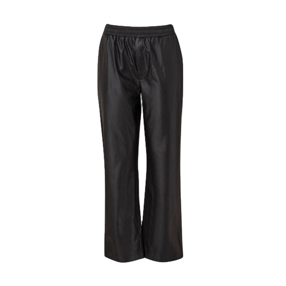 Marei 1998 Lunaria Faux Leather Relaxed Fit Pants In Jet Black Color