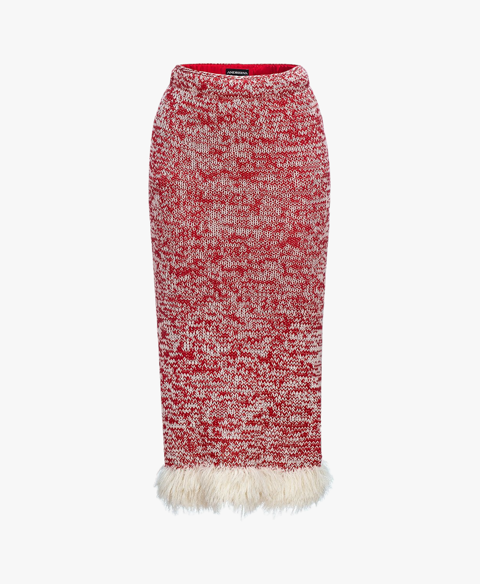 Red Handmade Knit Dress-Skirt No in Red made by ANDREEVA