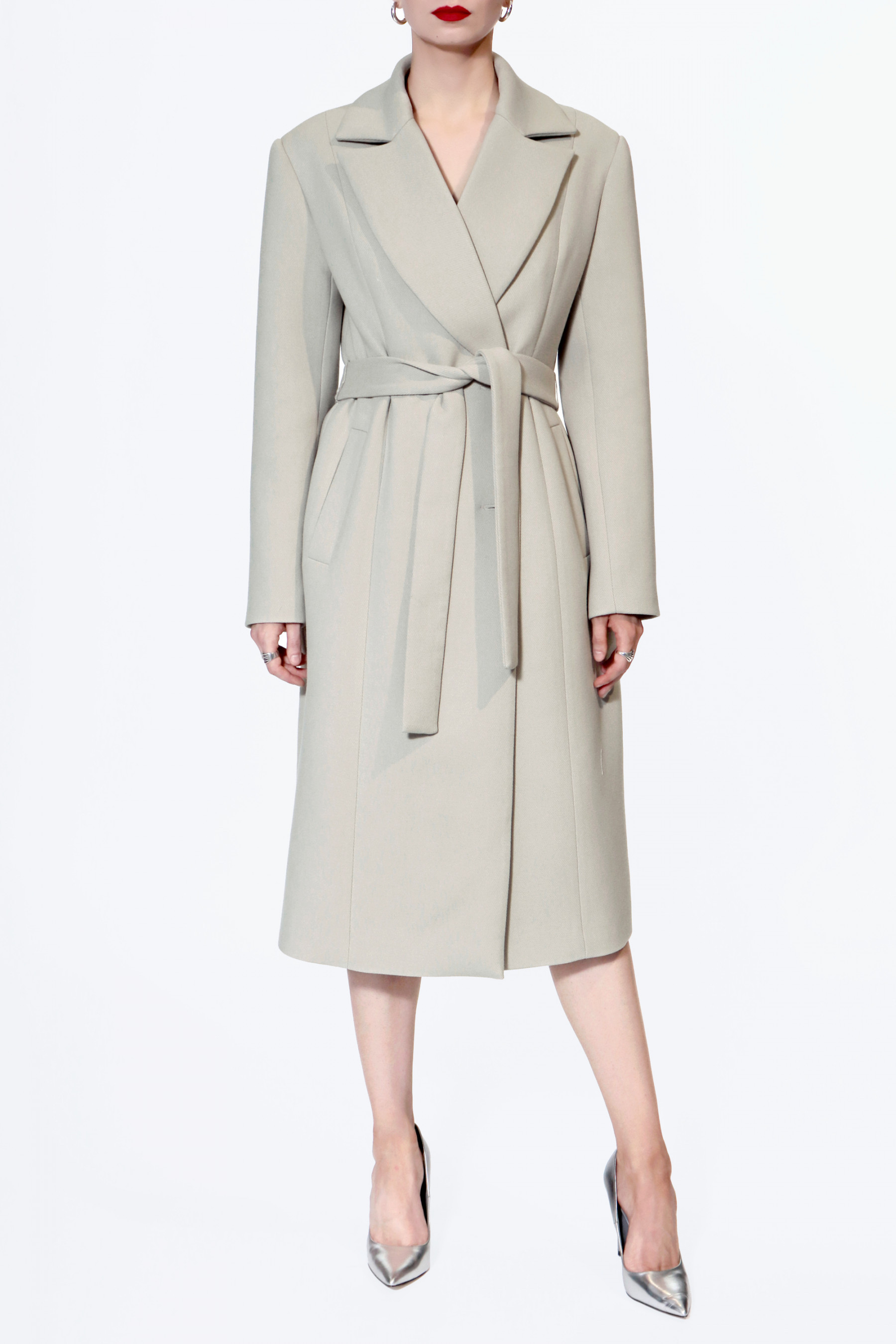 Shop Halewski Coat Michelle Cold Ivory In Bone