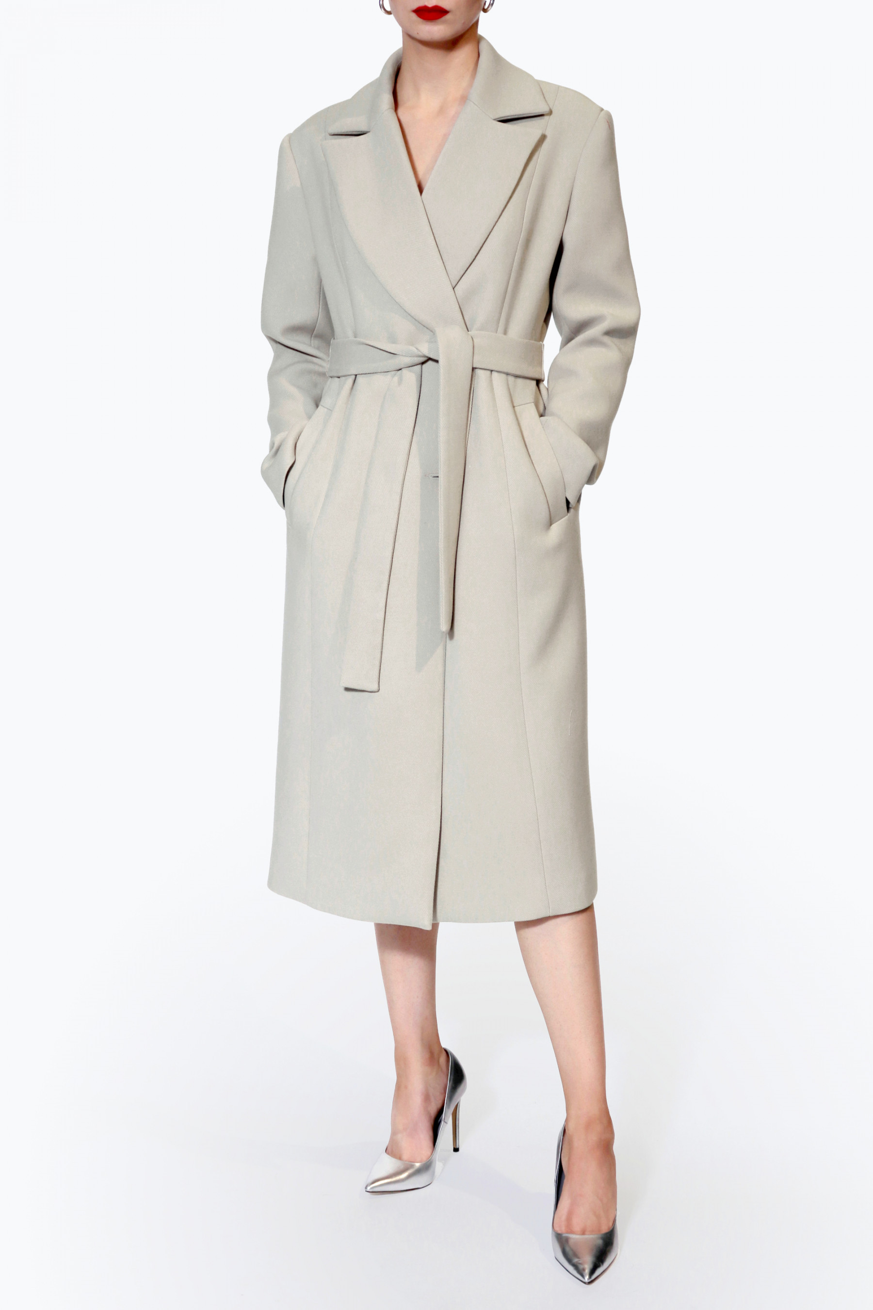 Shop Halewski Coat Michelle Cold Ivory In Bone