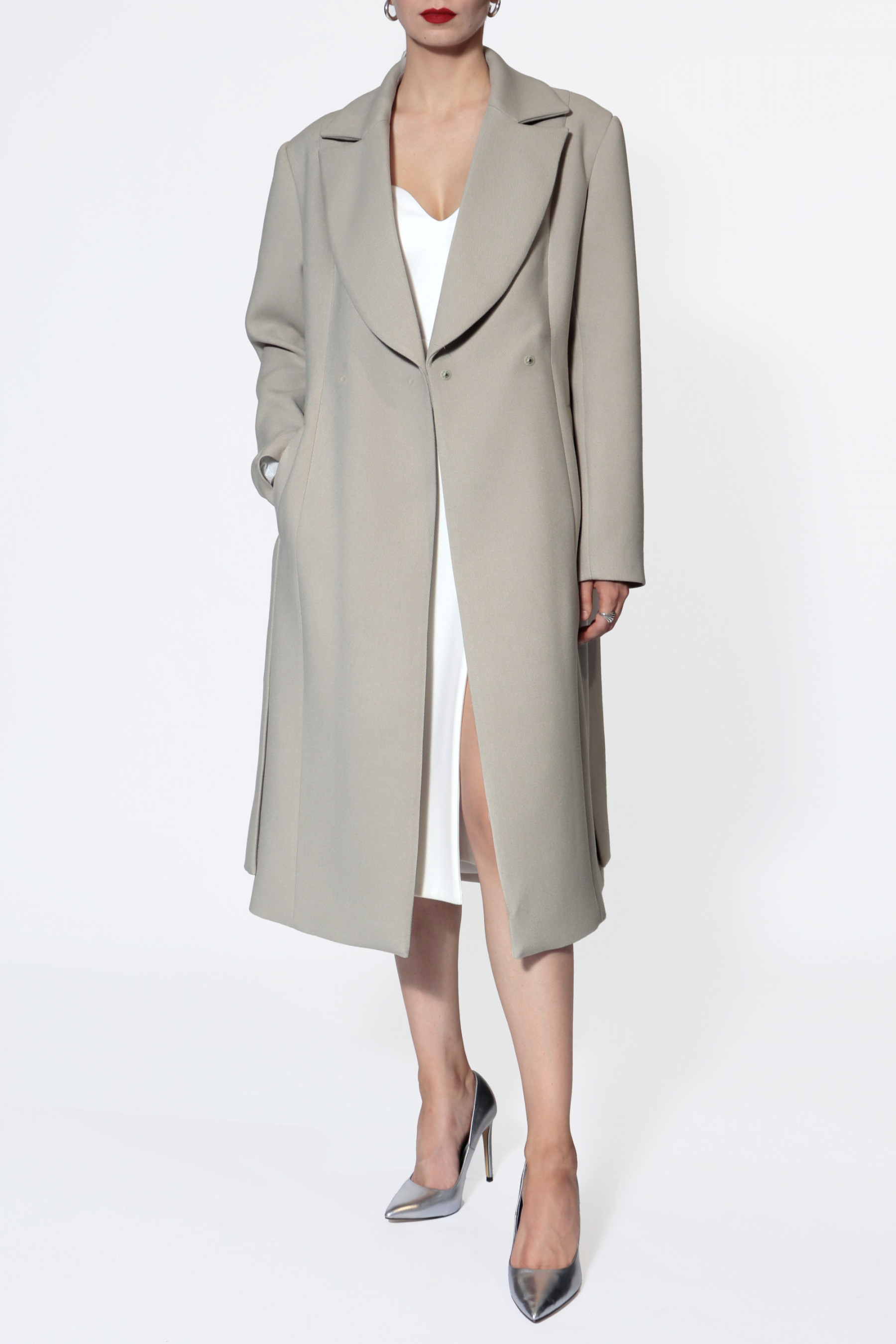 Shop Halewski Coat Michelle Cold Ivory In Bone