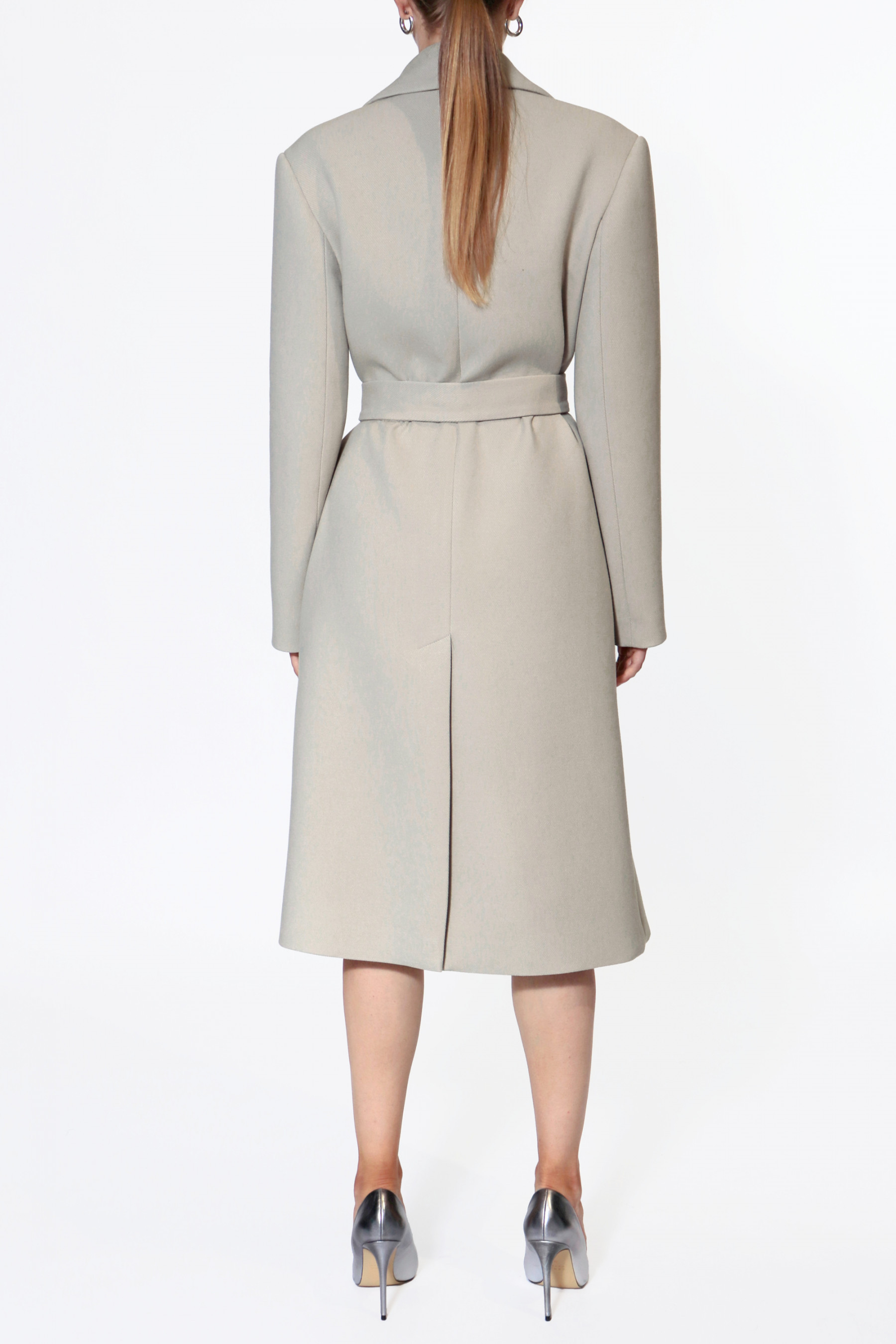 Shop Halewski Coat Michelle Cold Ivory In Bone