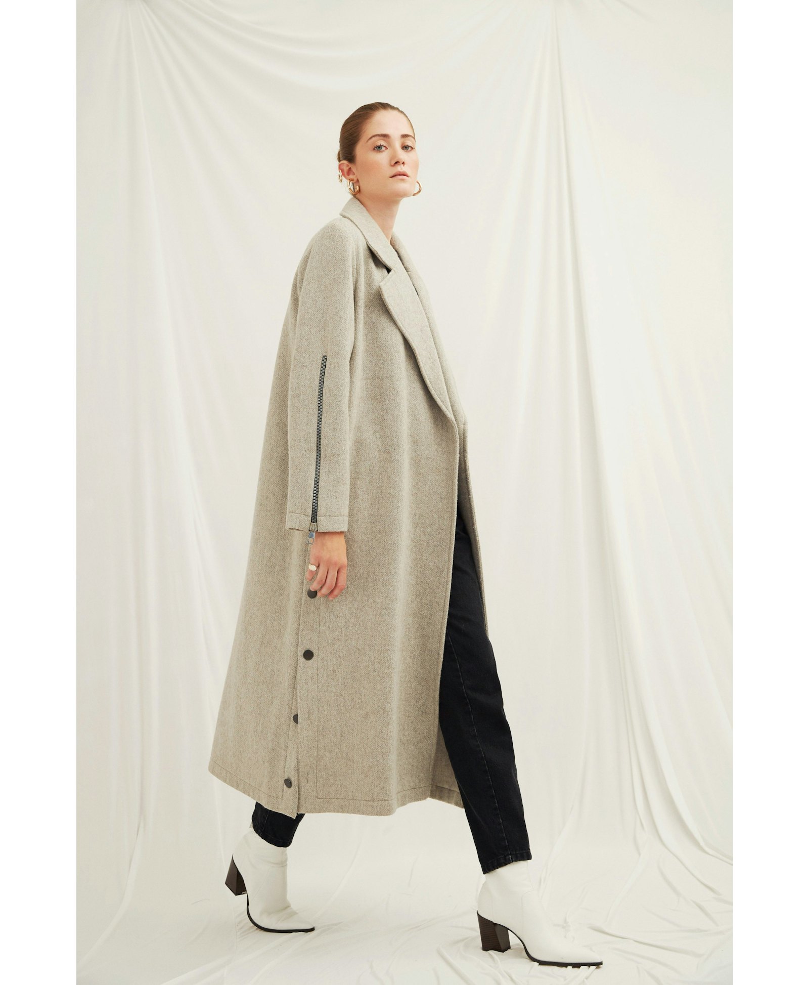 Isha Wool Blend Long Coat made by Nazli Ceren