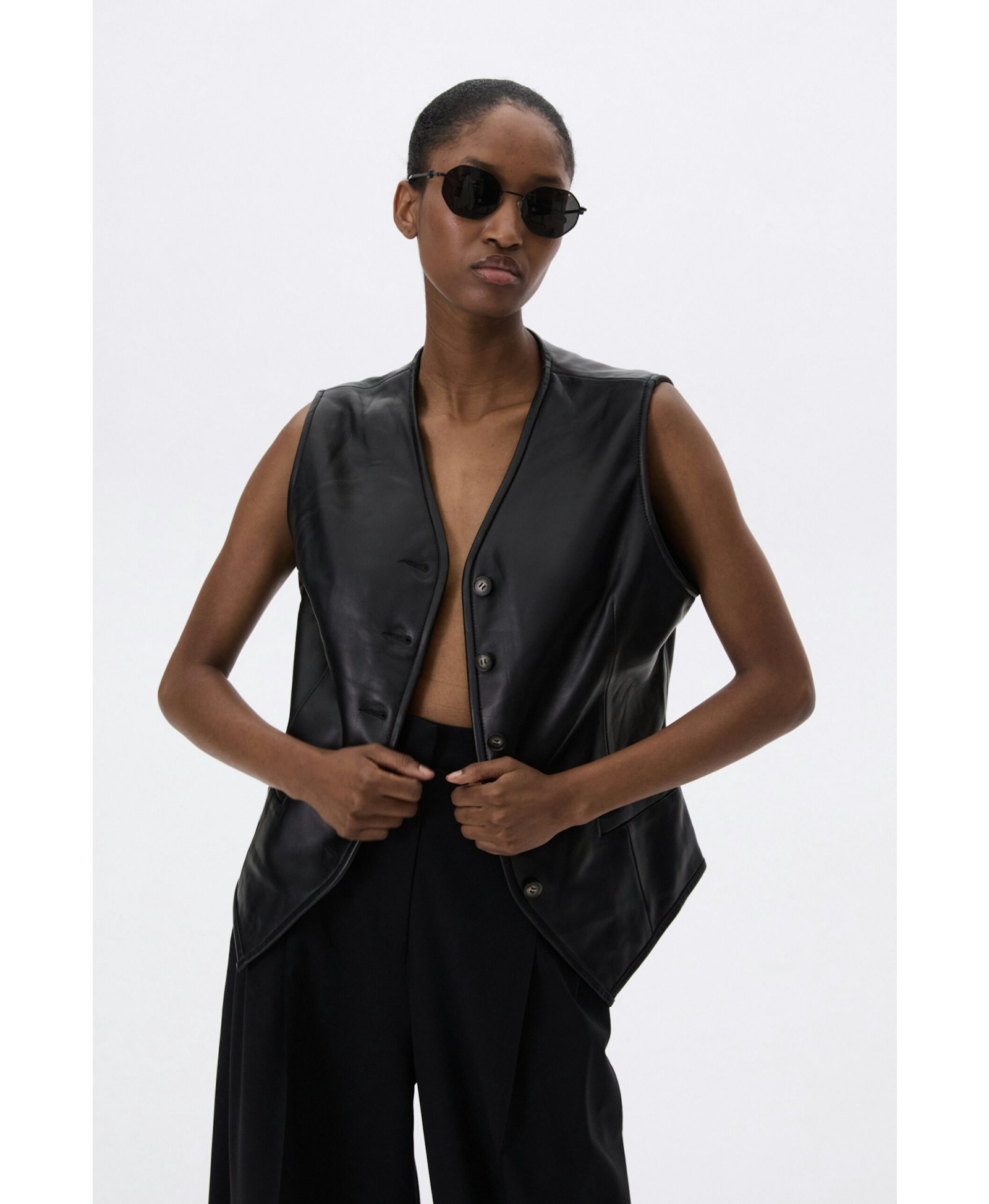 Leather Waistcoat In Black made by YAVORSKA