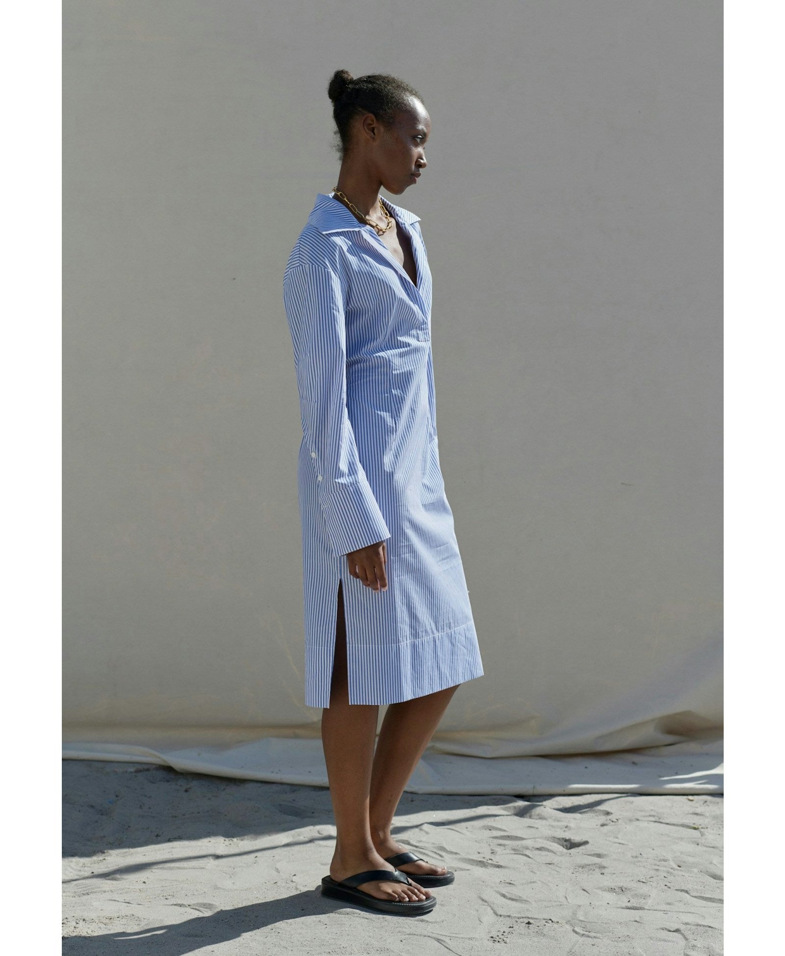 Piper Dress - Blue stripe in Blue made by HERSKIND