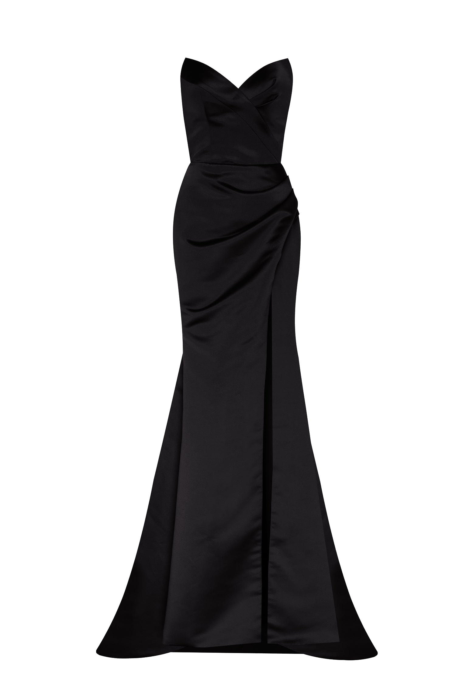 Shop Milla Black Strapless Evening Gown With Thigh Slit