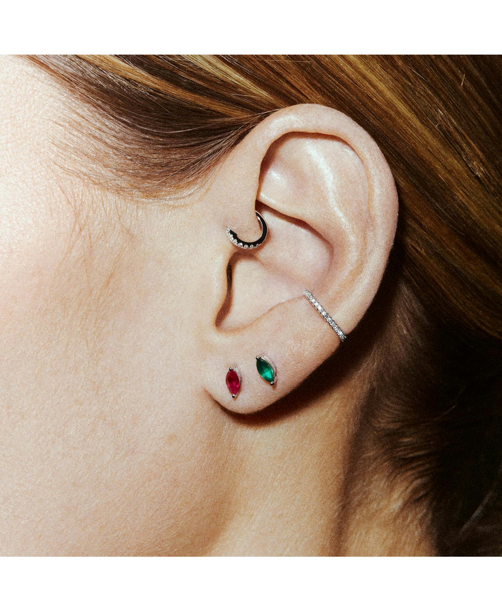 HUGGIE WHITE DIAMOND & WHITE GOLD - 8mm made by ENNUI