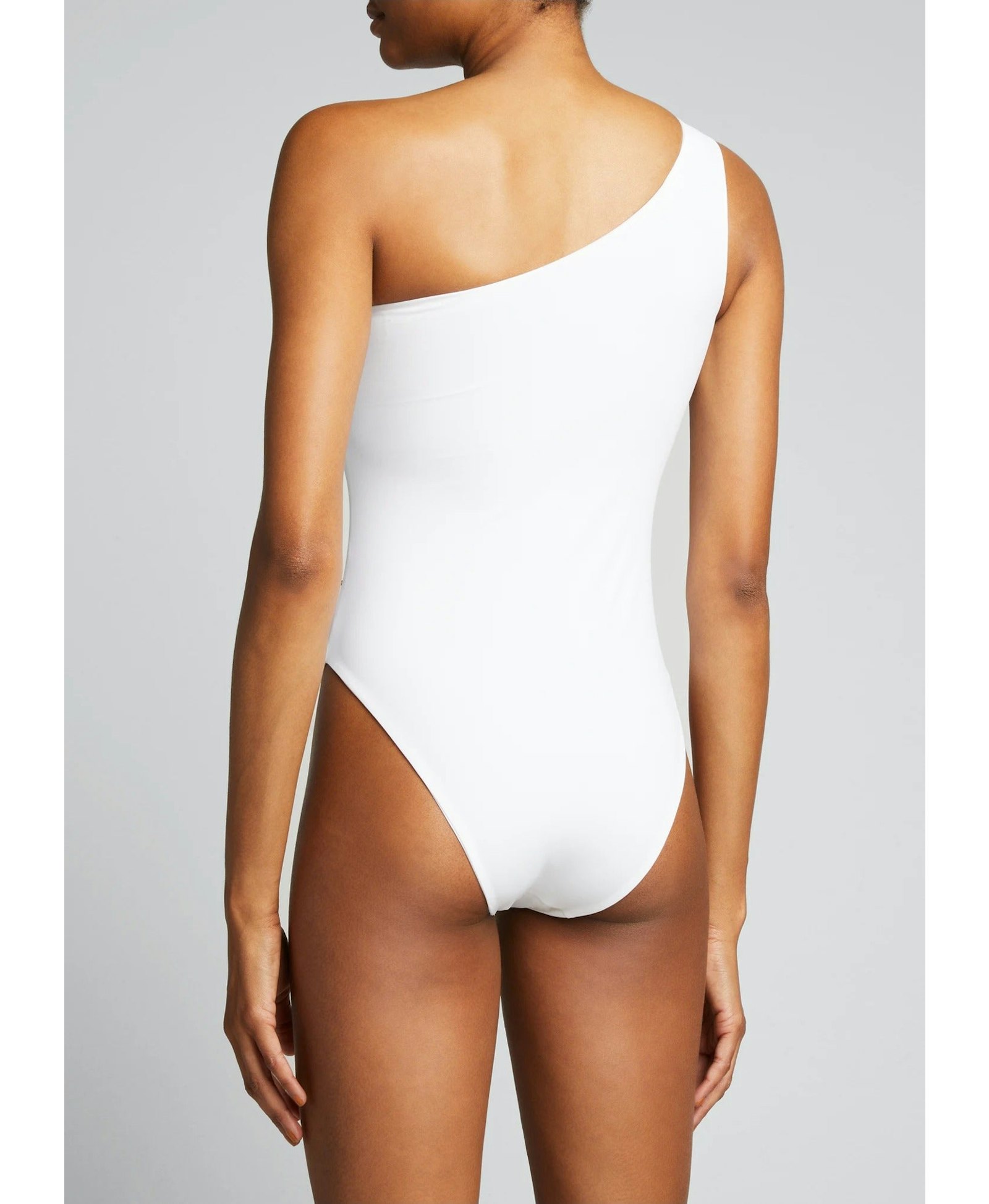 Callie One Shoulder Hand Embroidered White Suit in White made by Oceanus Swimwear