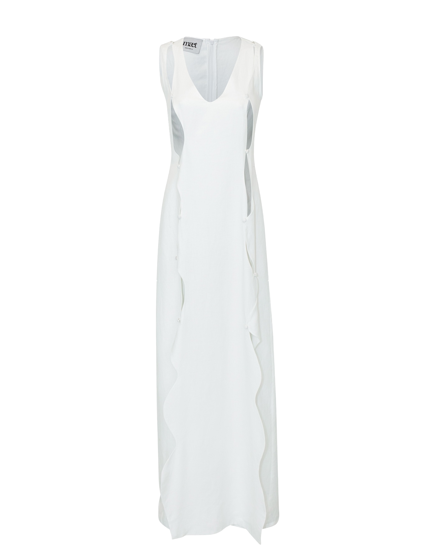 Shop Maet Elinor White V Neck Curvy Linen Dress