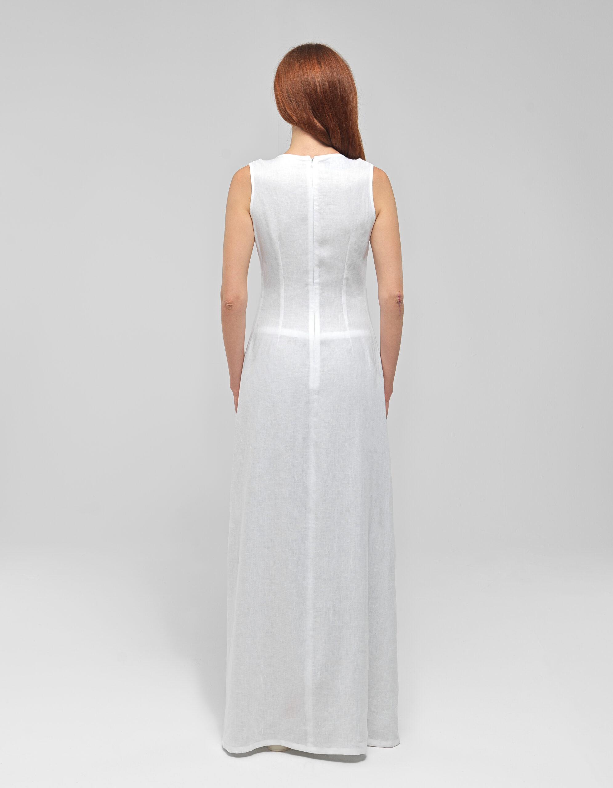 Shop Maet Elinor White V Neck Curvy Linen Dress