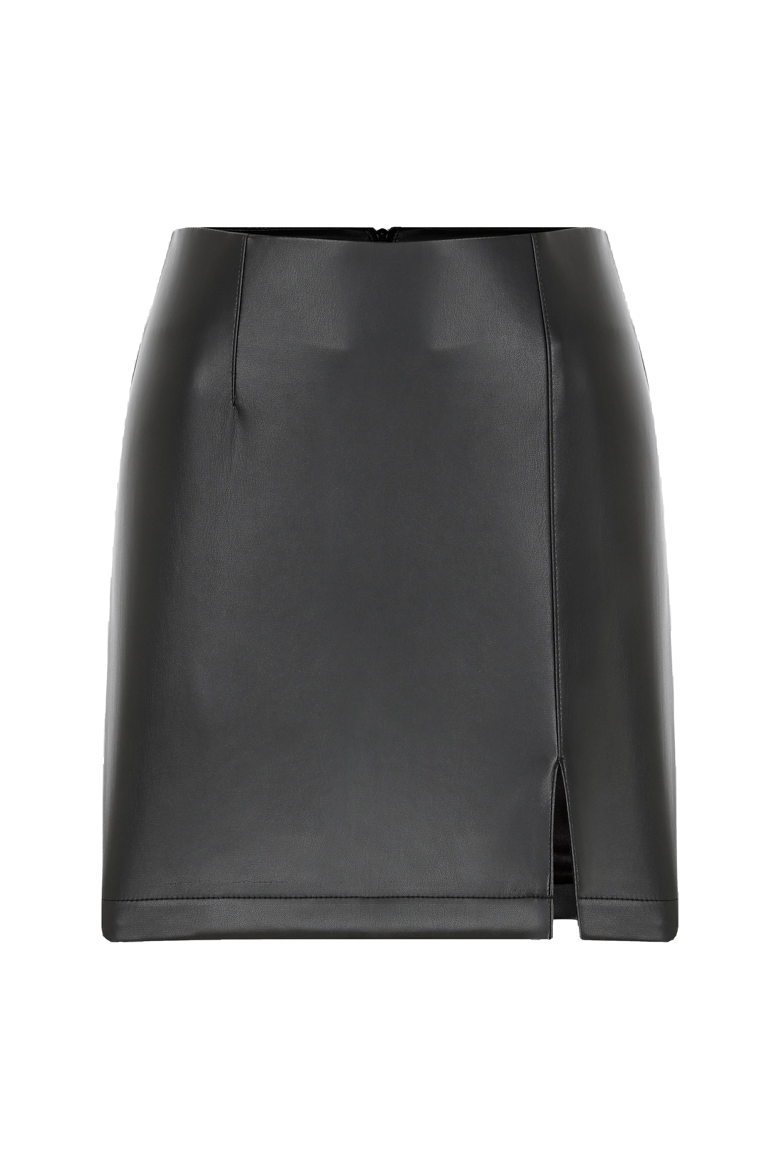 Nazli Ceren Vance Vegan Leather Mini Skirt In Black