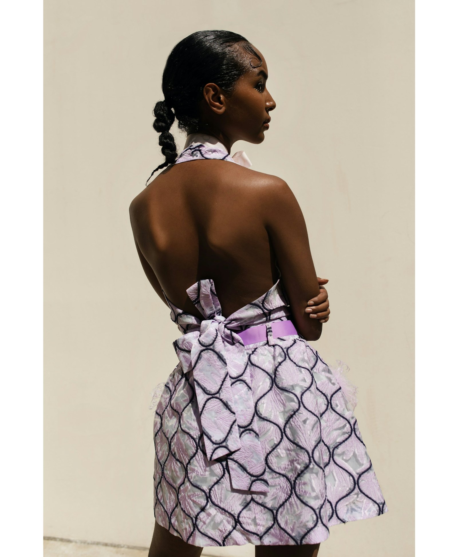 Lavender Skirt With Feathers Details made by ANDREEVA