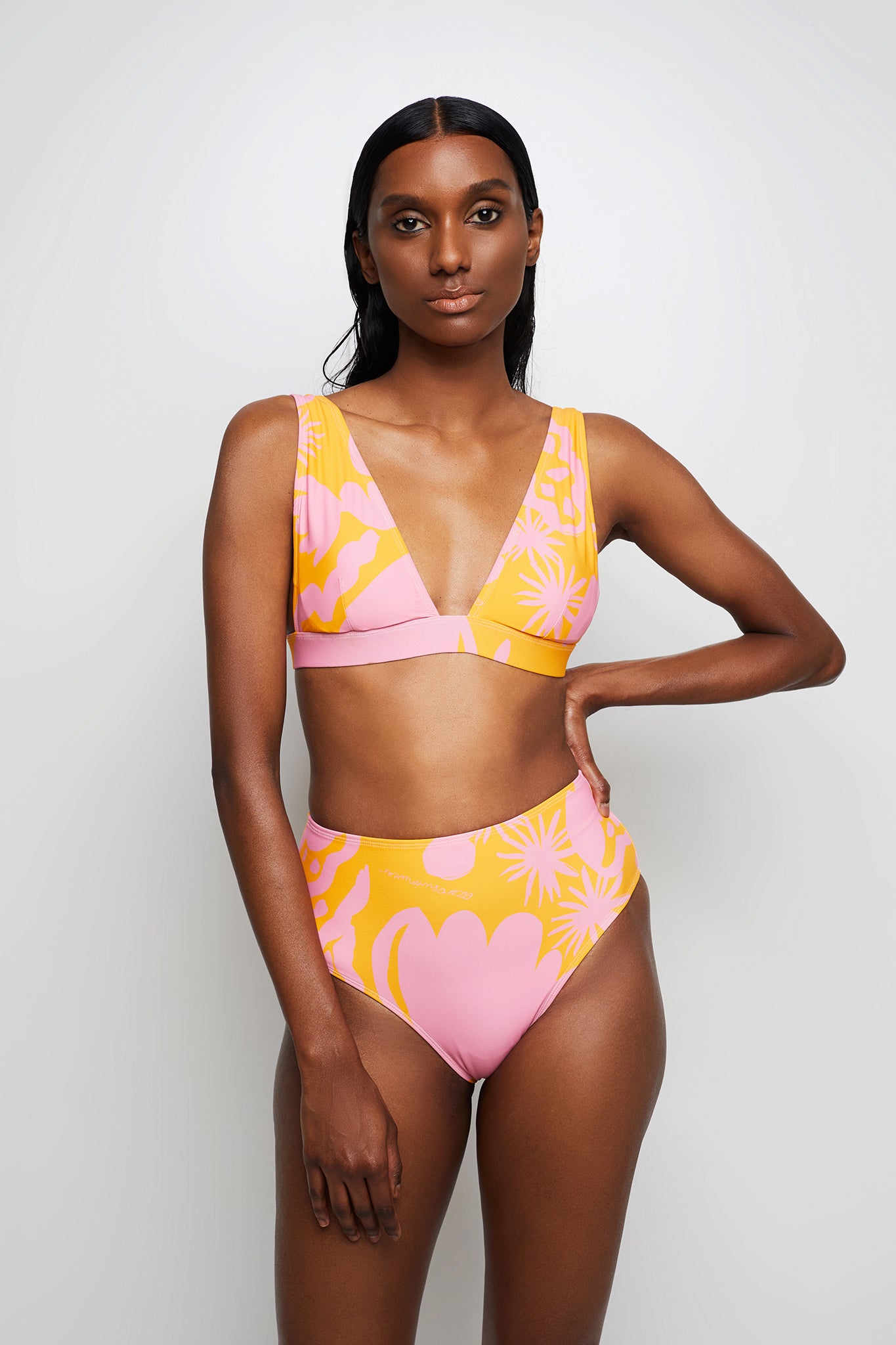 yellow and pink swimsuit